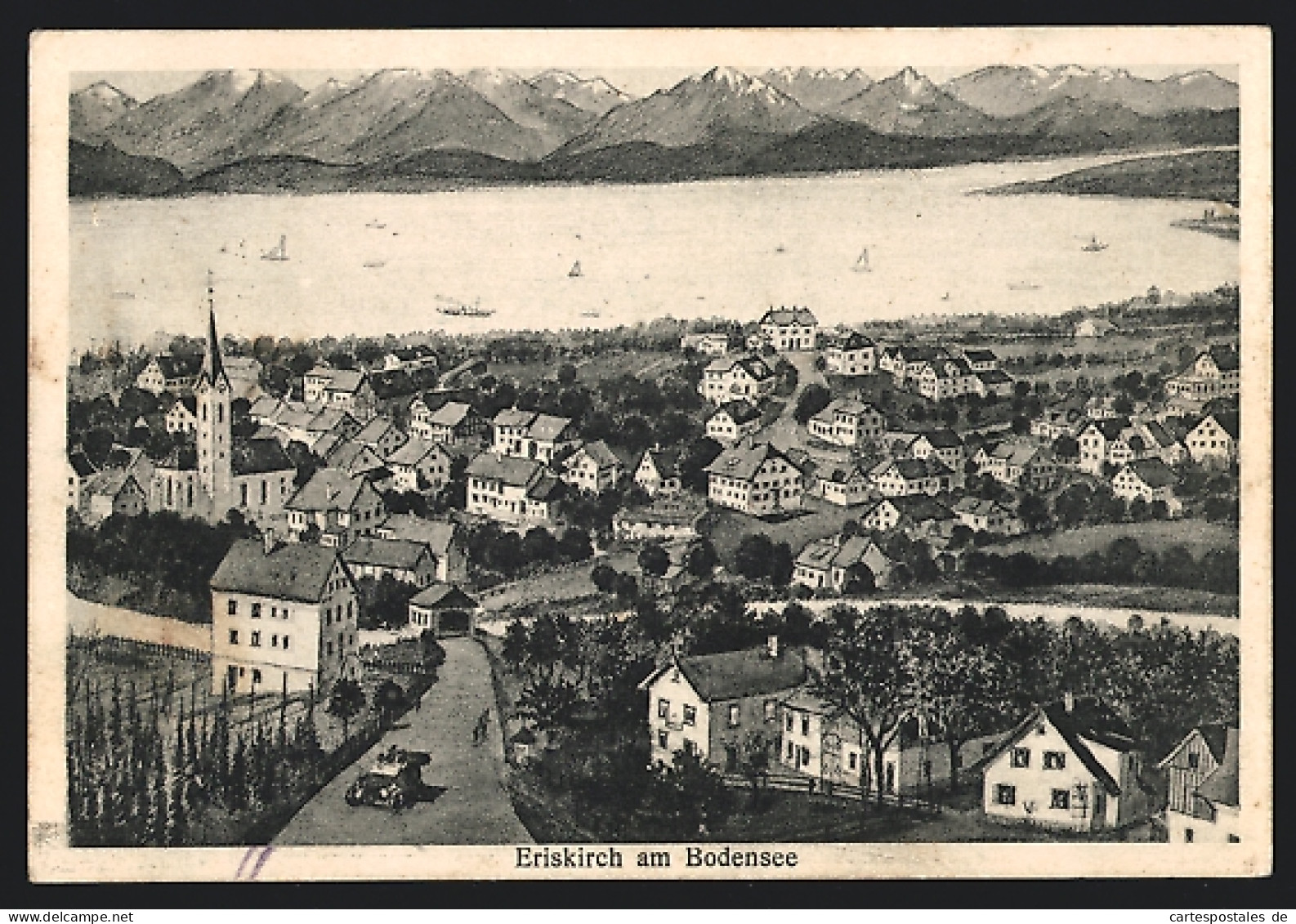 AK Eriskirch Am Bodensee, Ortsansicht Mit Blick Auf See Und Berge  - Autres & Non Classés