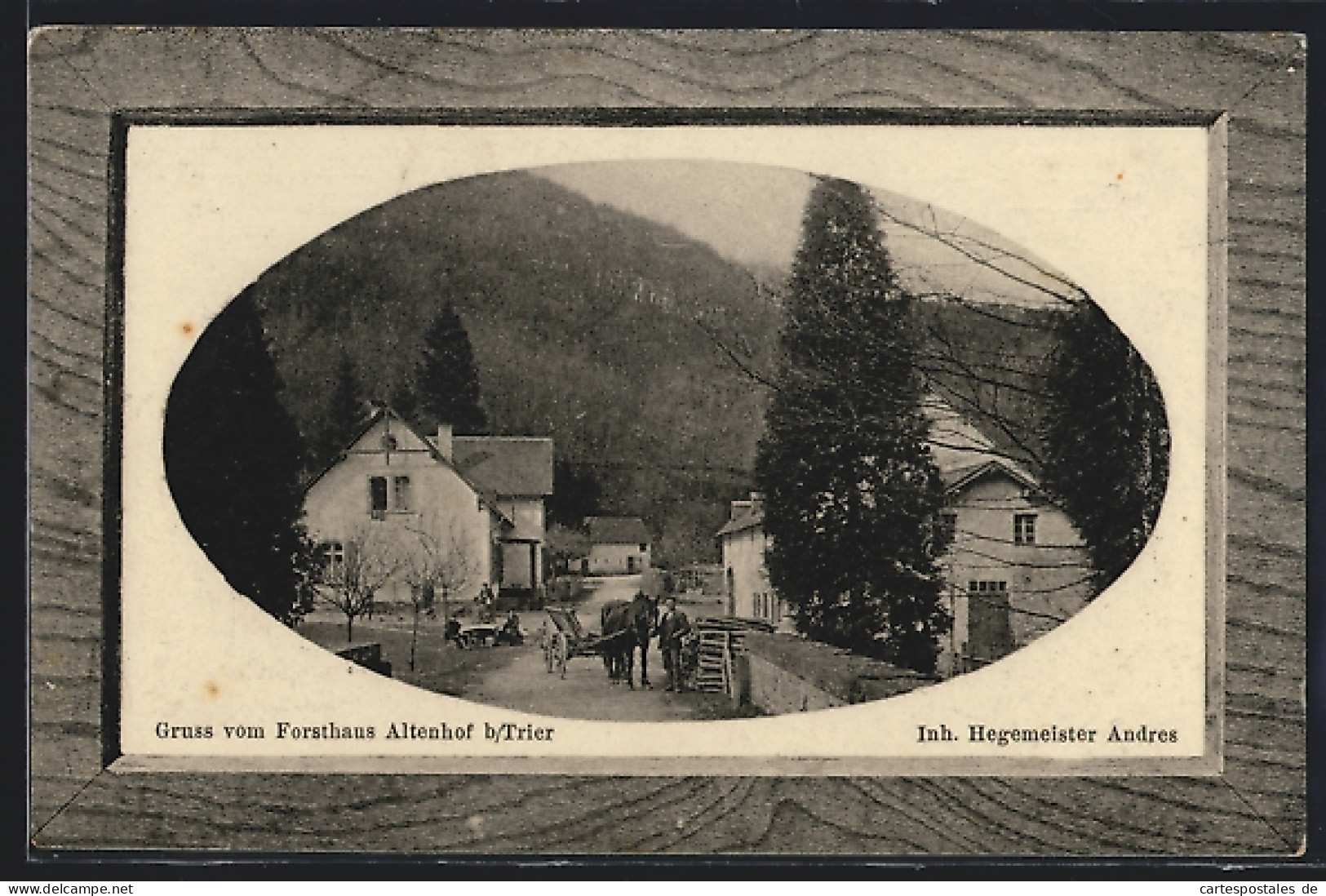 AK Trier, Forsthaus / Gasthaus Altenhof, Inh. Hegemeister Andres, Im Passepartout  - Hunting