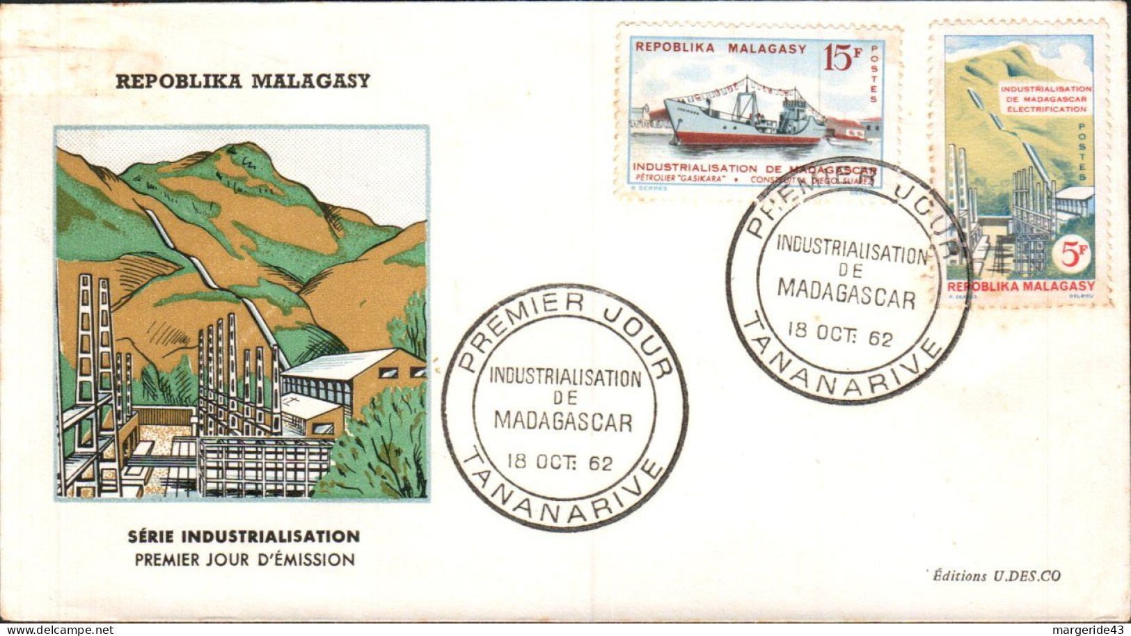 MADAGASCAR FDC 1960 INDUSTRIALISATION - Madagaskar (1960-...)