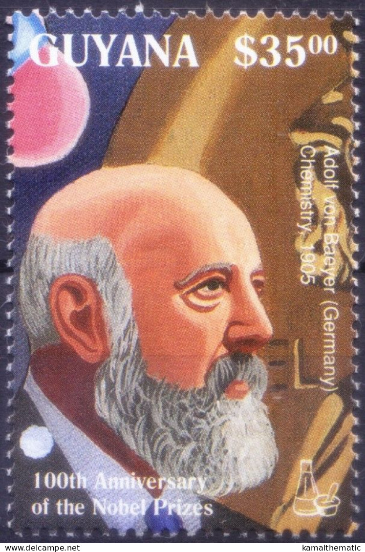 Adolf Baeyer Nobel Chemistry Winner From Germany, Guyana 1995 MNH ( - Nobel Prize Laureates