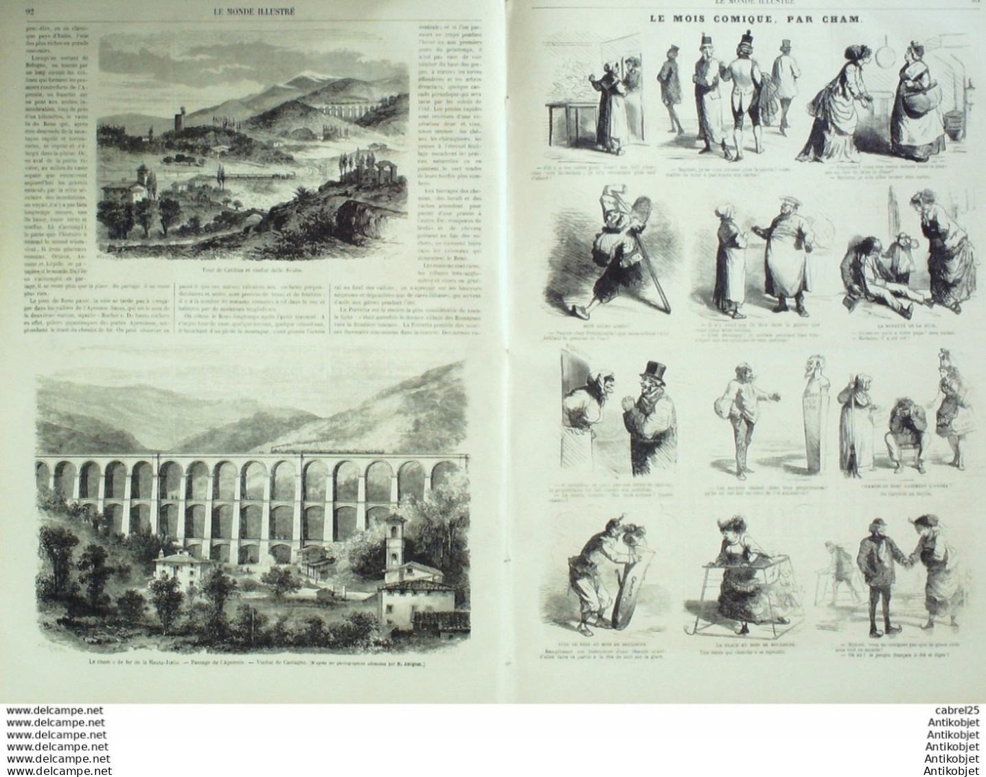 Le Monde Illustré 1868 N°565 Menton Roquebrune (06) Ethiopie Harraris Jeb El Feer Jérusalem Bethleem Inde Lucknow - 1850 - 1899