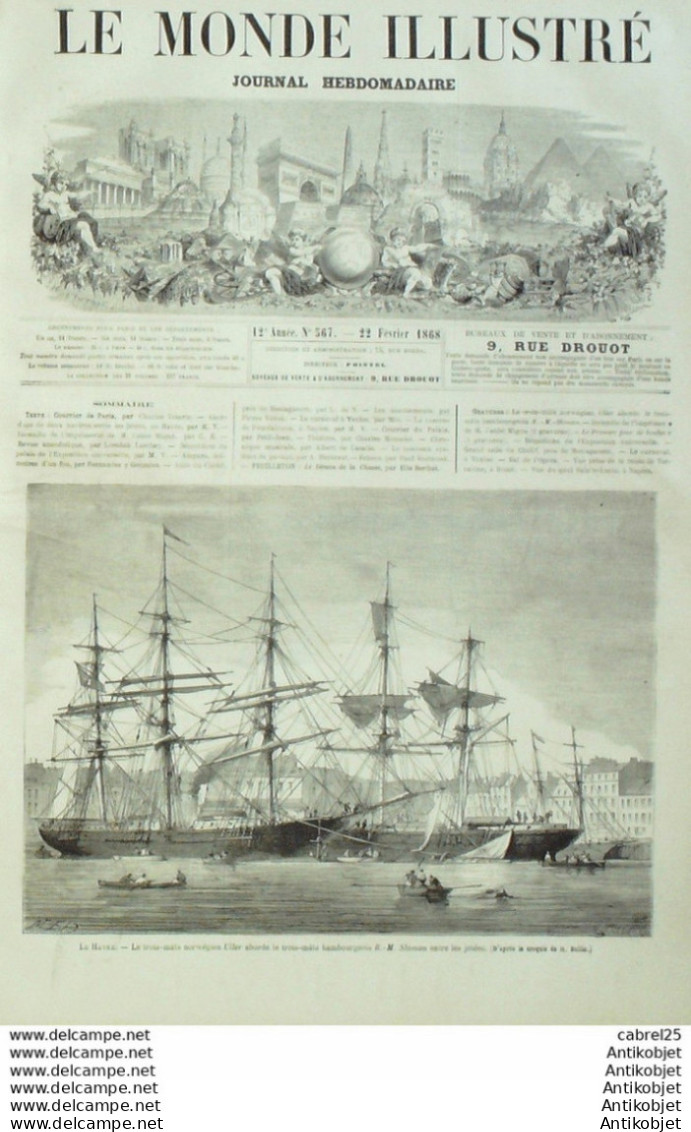 Le Monde Illustré 1868 N°567 Le Havre (76) Algérie Mostaganem Chélif Italie Venise Naples Rome - 1850 - 1899