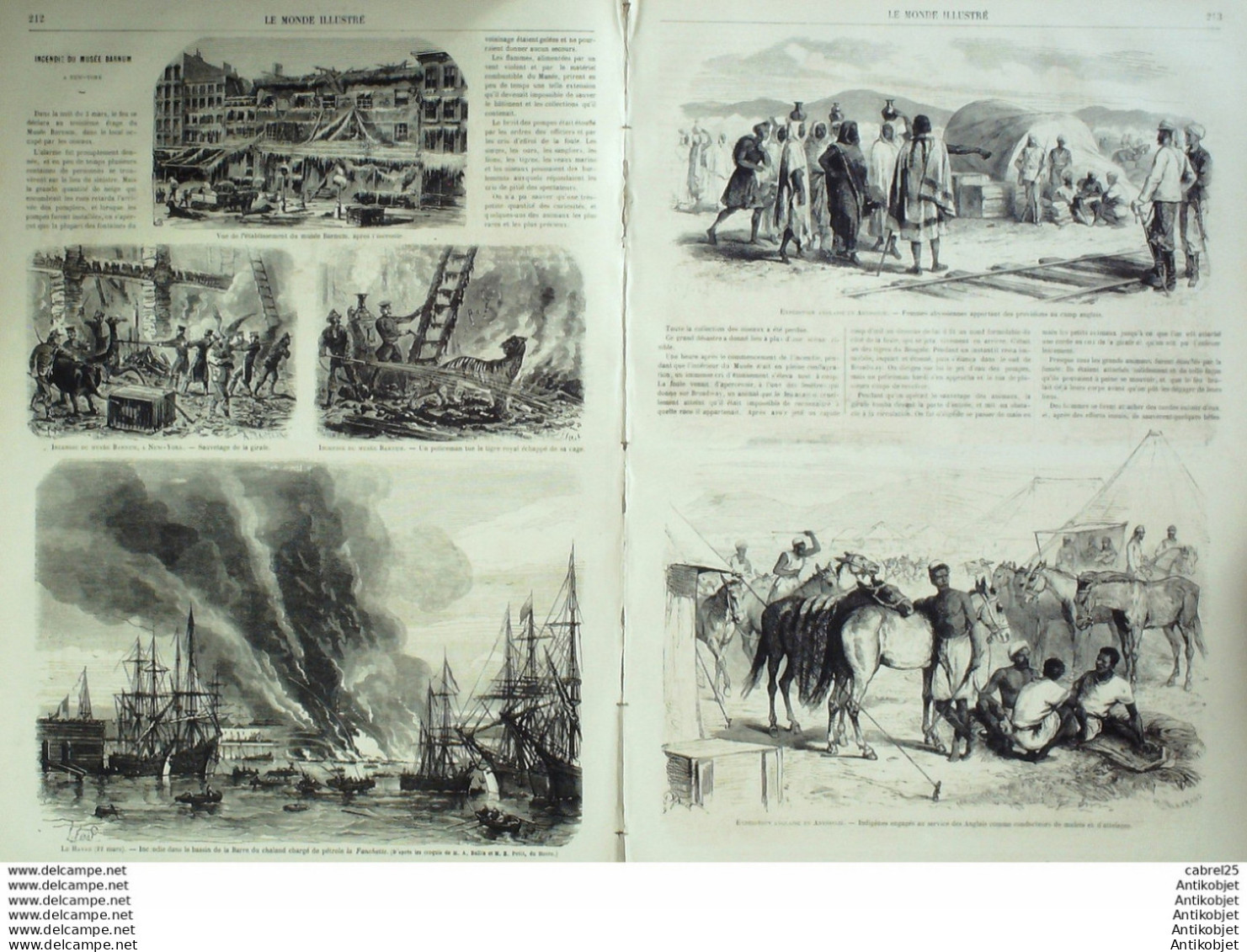 Le Monde Illustré 1868 N°573 Le Havre (76) Ethiopie Usa New York Italie Venise Canal Inde Trichenapa - 1850 - 1899