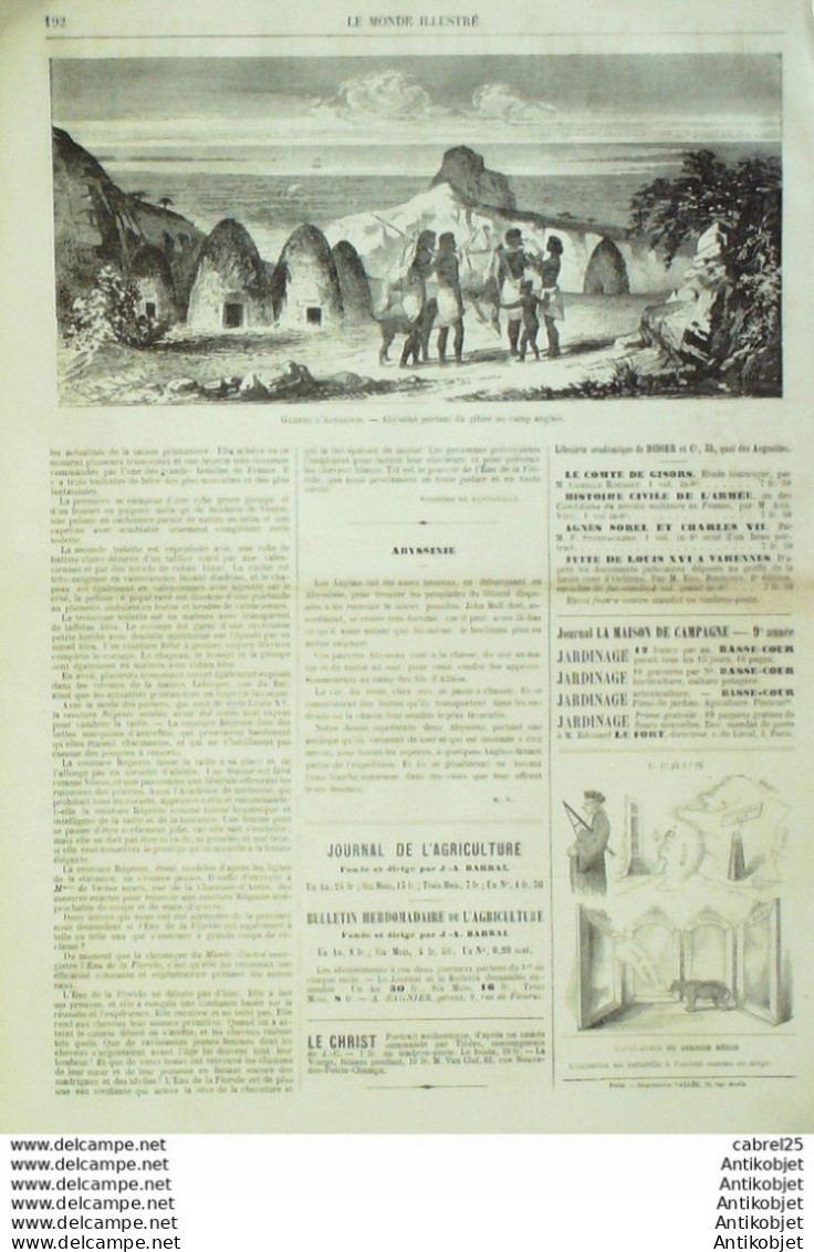 Le Monde Illustré 1868 N°571 Allemagne Munich Golfe Juan (06) Meilleraye (44) Algérie Mostaganem Legelbach (68) - 1850 - 1899