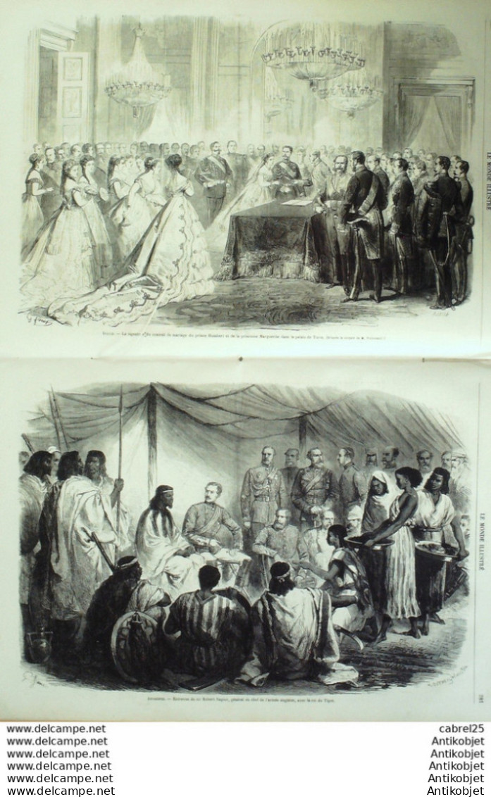 Le Monde Illustré 1868 N°577 Italie Turin Algérie Mostaganem Ethiopie Espagne Valence Abyssinie - 1850 - 1899