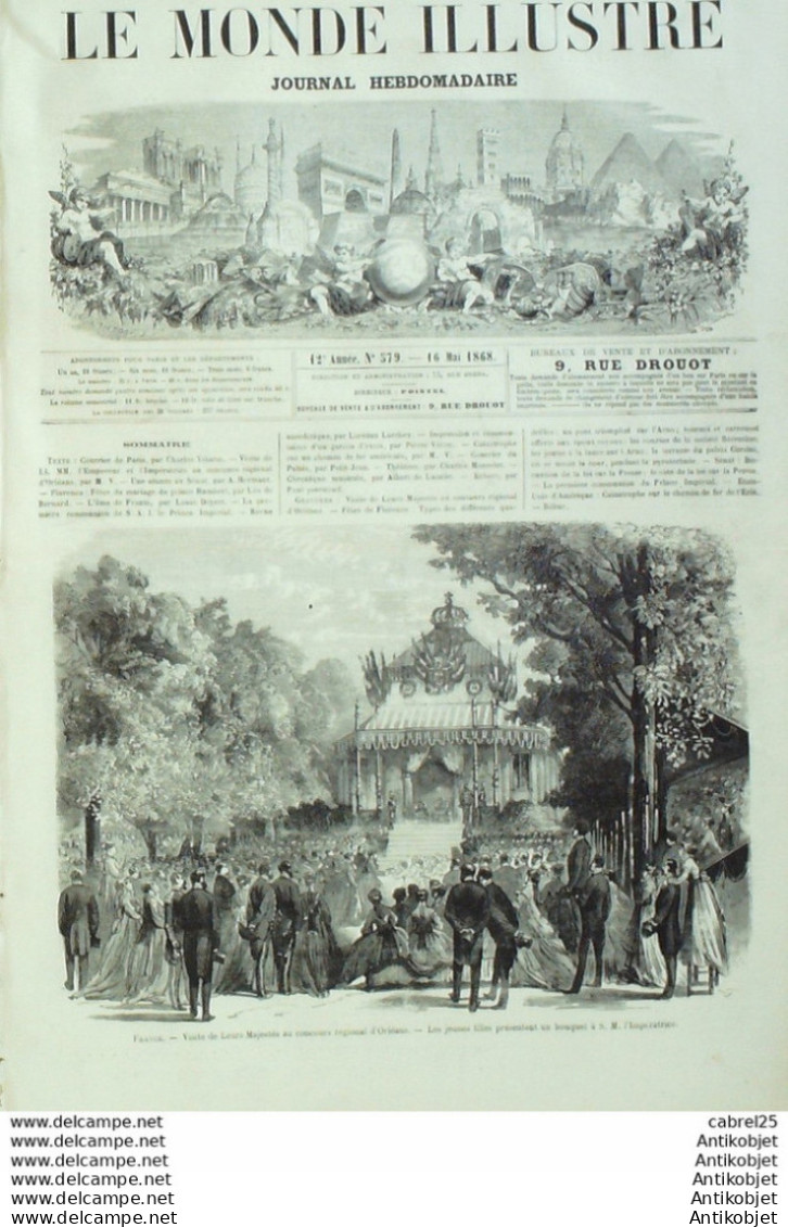 Le Monde Illustré 1868 N°579 Italie Florence Joutes Sur L'arno Usa L'erie - 1850 - 1899