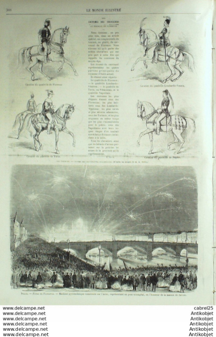 Le Monde Illustré 1868 N°579 Italie Florence Joutes Sur L'arno Usa L'erie - 1850 - 1899
