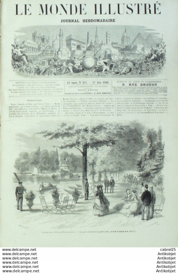 Le Monde Illustré 1868 N°585 Le Havre (76) Allemagne Bade Espagne Bilbao Corrida Fontainebleau (77) - 1850 - 1899