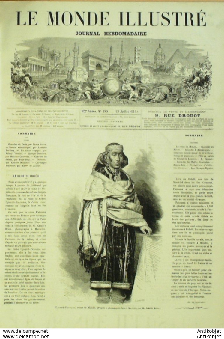 Le Monde Illustré 1868 N°588 Le Havre (76) Strasbourg (67) Comores Djombe Fatouma Reine Moheli Aime (73) - 1850 - 1899