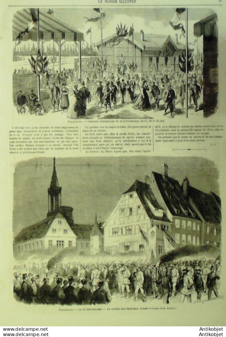 Le Monde Illustré 1868 N°588 Le Havre (76) Strasbourg (67) Comores Djombe Fatouma Reine Moheli Aime (73) - 1850 - 1899