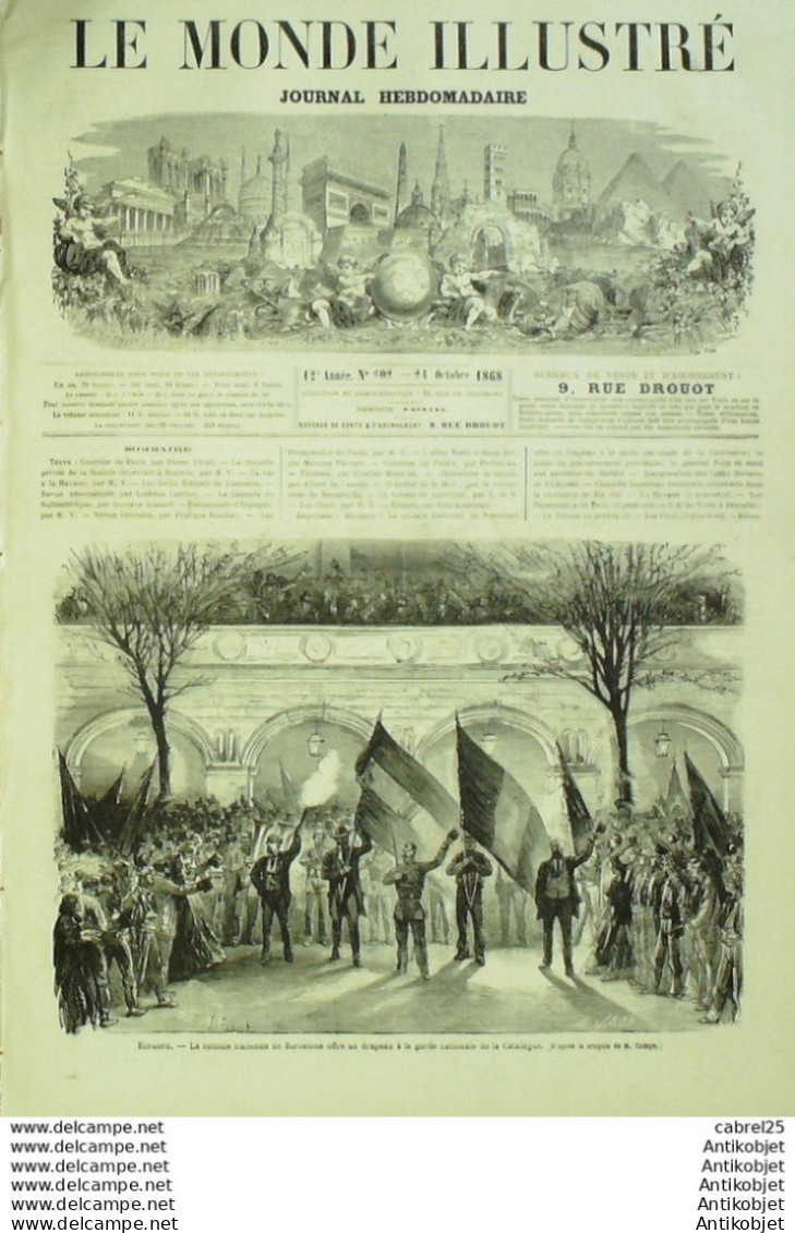 Le Monde Illustré 1868 N°602 Portugal Lisbonne Cuba La Havane Espagne Barcelonne Madrid Cortes - 1850 - 1899