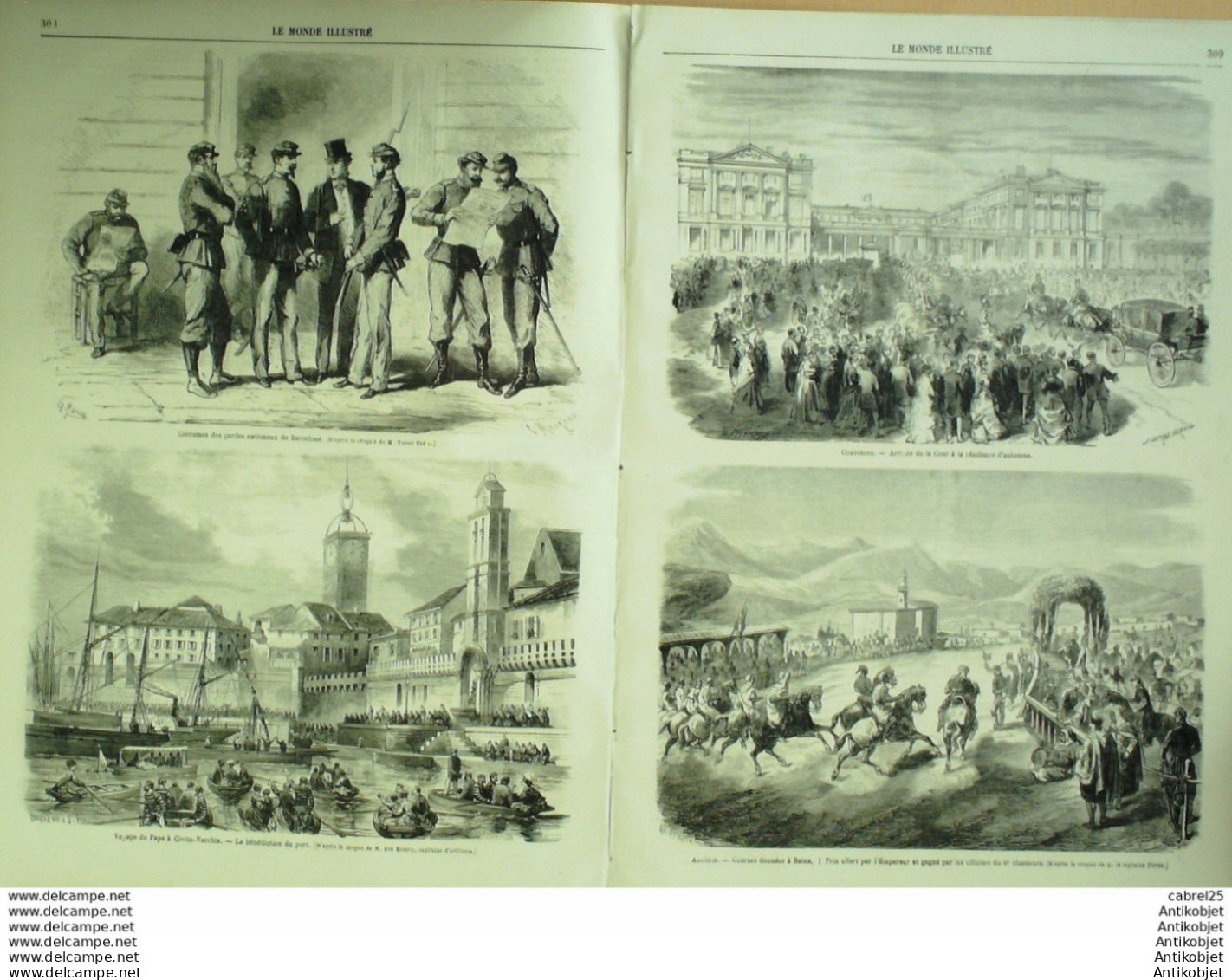 Le Monde Illustré 1868 N°605 Italie Ciivita Vecchia Venise Espagne Barcelone Madrid Fort Atarazanas Usa Dakota - 1850 - 1899