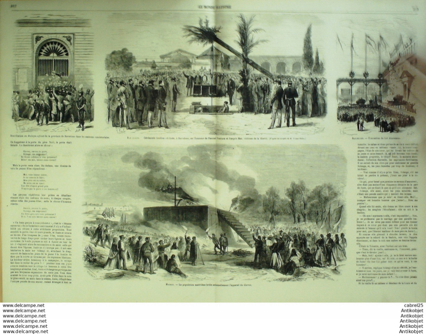 Le Monde Illustré 1868 N°605 Italie Ciivita Vecchia Venise Espagne Barcelone Madrid Fort Atarazanas Usa Dakota - 1850 - 1899