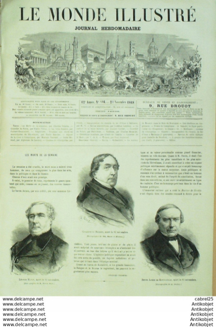 Le Monde Illustré 1868 N°606 Compiègne (60) Bordeaux (33) Courses Vélocipèdes Angleterre Clackburn Algérie Oran - 1850 - 1899