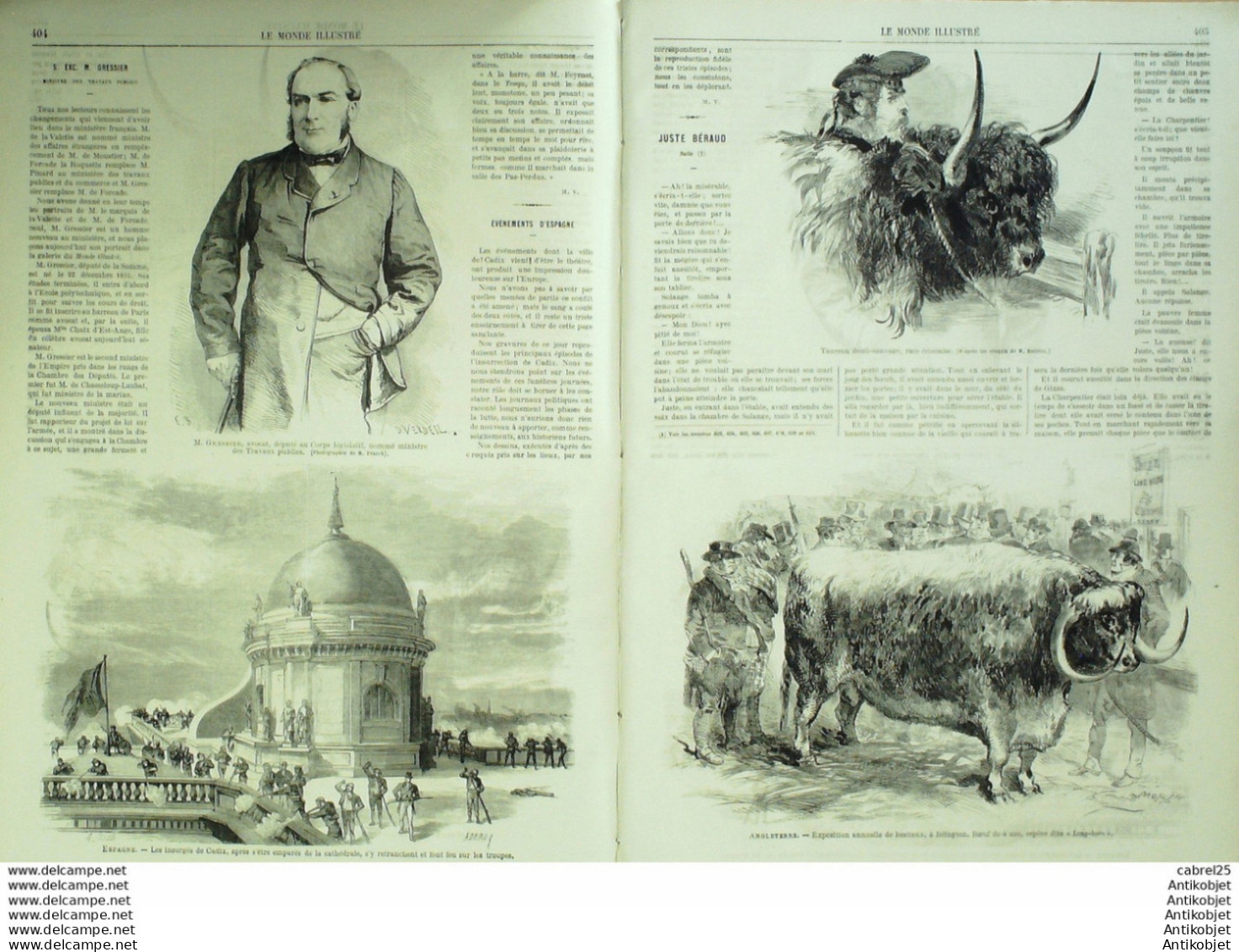 Le Monde Illustré 1868 N°611 Espagne Cadix San Juan De Dios Angleterre Islington Race Lang Horn - 1850 - 1899