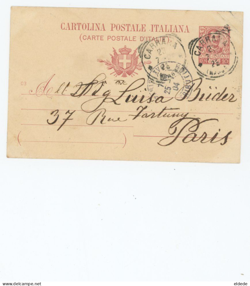 Art Card  Entier Postale Used Carrara 1904 - Carrara