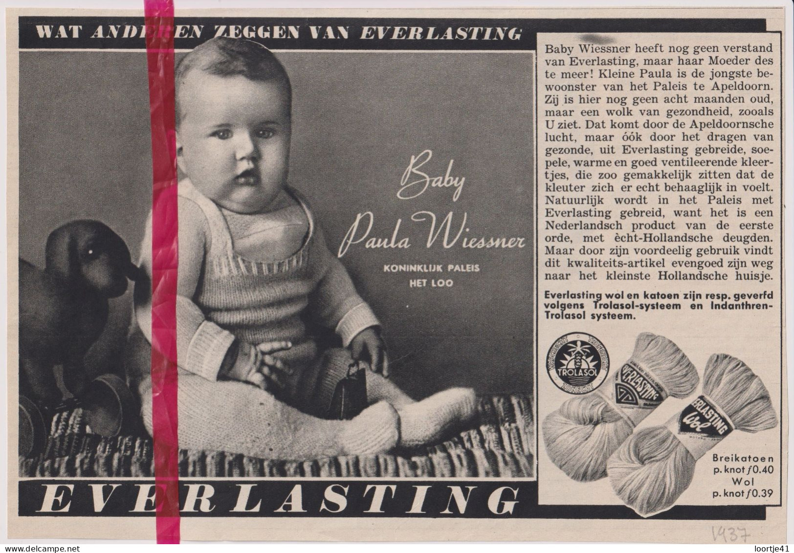 Pub Reclame - Everlasting Wol Breikatoen - Orig. Knipsel Coupure Tijdschrift Magazine - 1937 - Zonder Classificatie