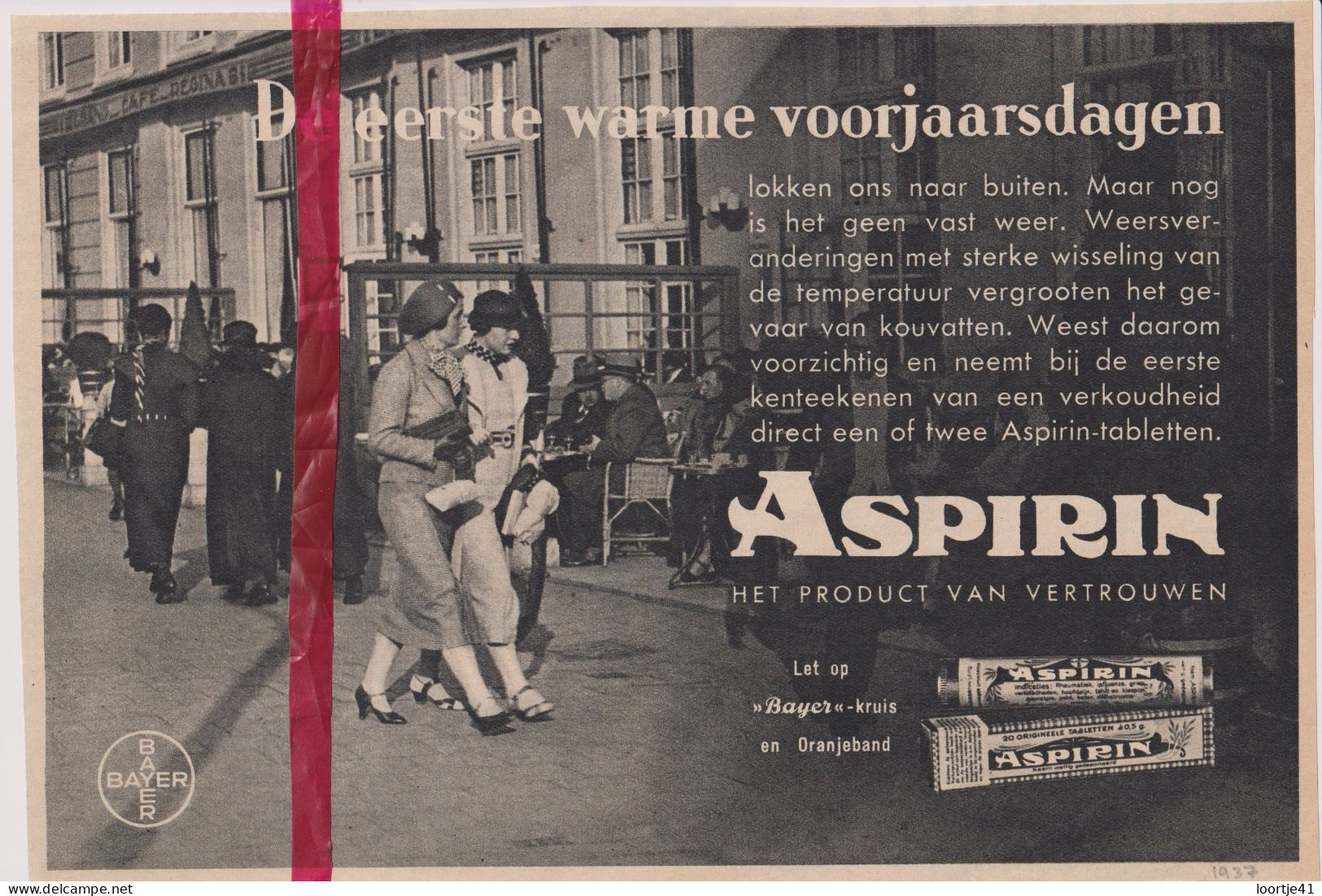 Pub Reclame - Aspirin , Bayer - Orig. Knipsel Coupure Tijdschrift Magazine - 1937 - Zonder Classificatie