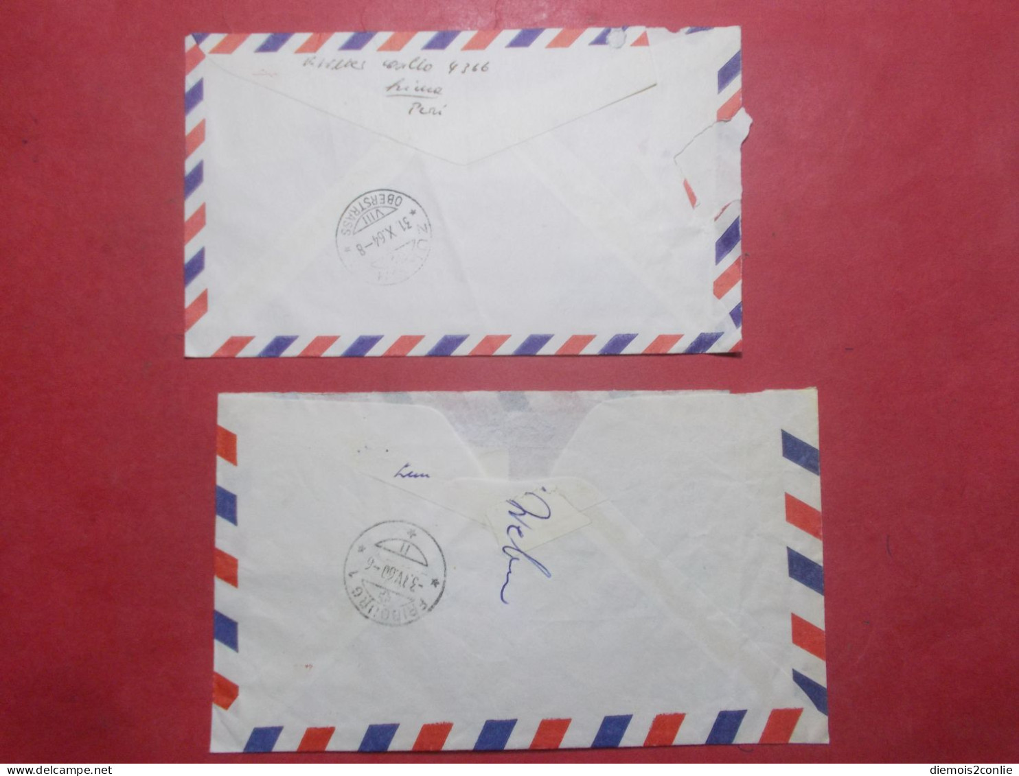 Marcophilie - Lot 2 Lettres Enveloppes Oblitérations Timbres PEROU Destination SUISSE (B329) - Perù