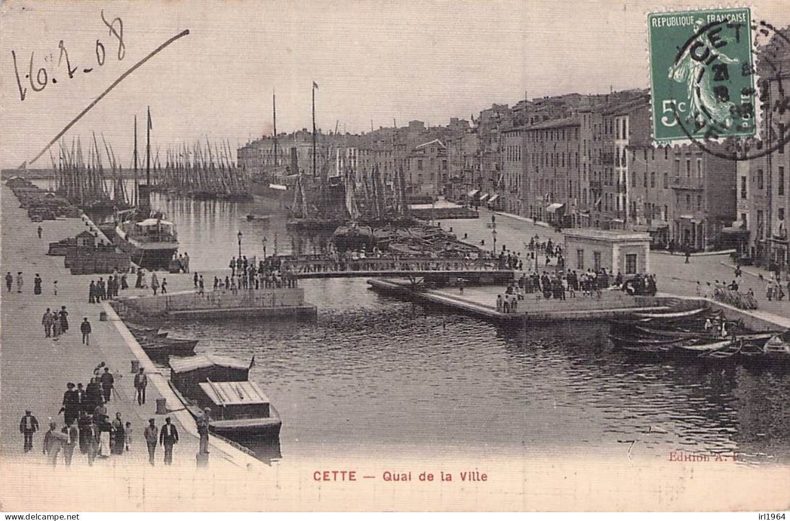 CETTE SETE QUAI DE LA VILLE 1908 - Sete (Cette)