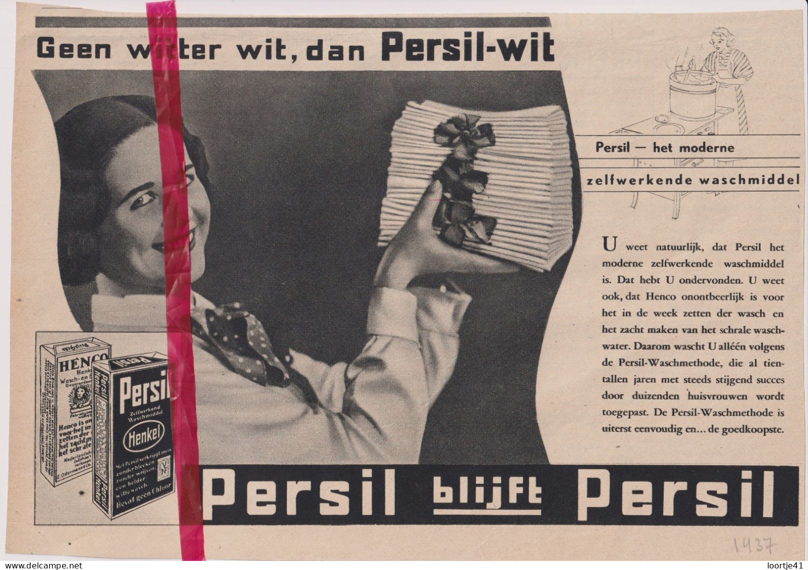 Pub Reclame - Wasmiddel Persil Wit , - Orig. Knipsel Coupure Tijdschrift Magazine - 1937 - Non Classés