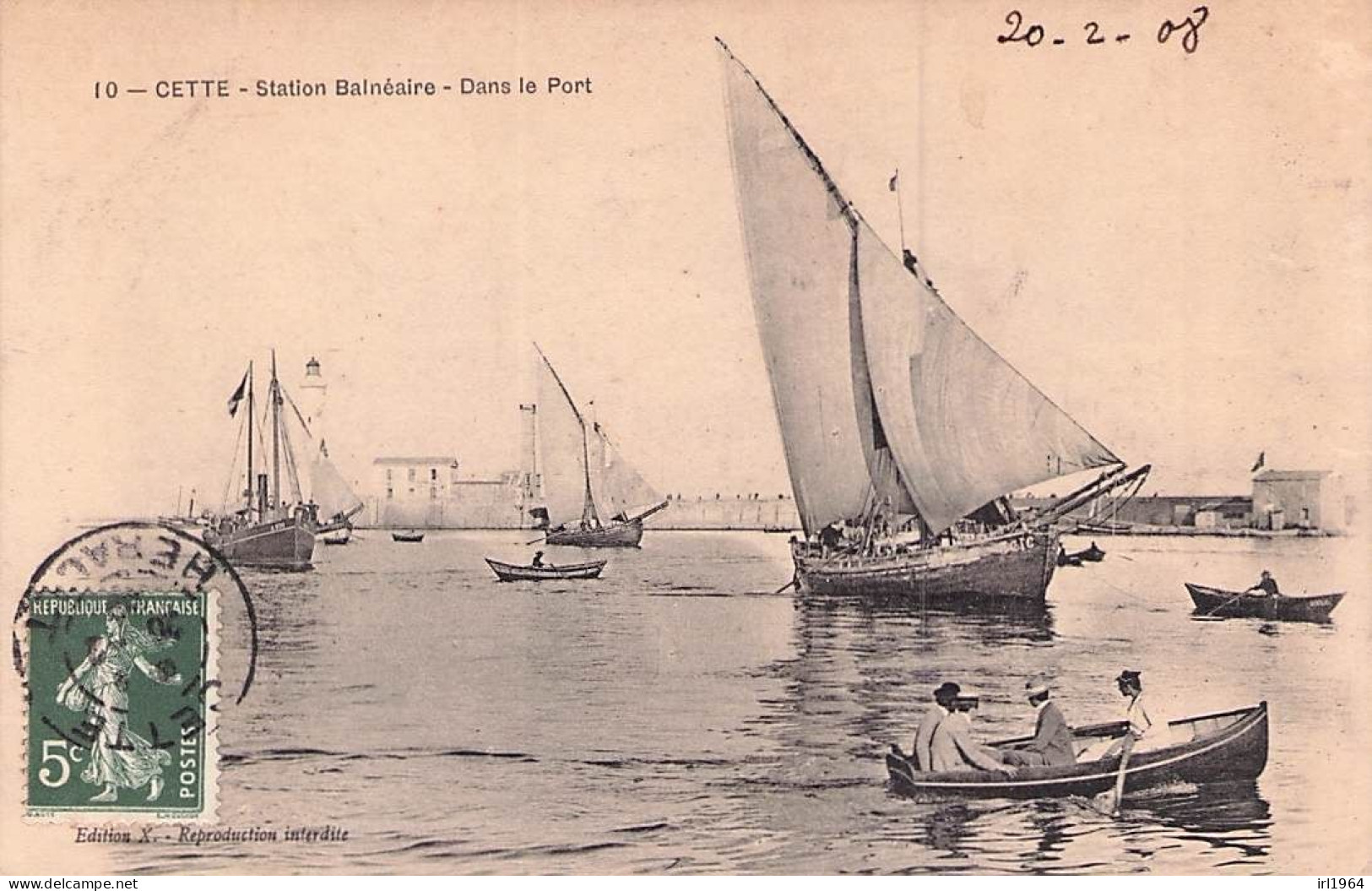 CETTE SETE STATION BALNEAIRE DANS LE PORT 1908 - Sete (Cette)