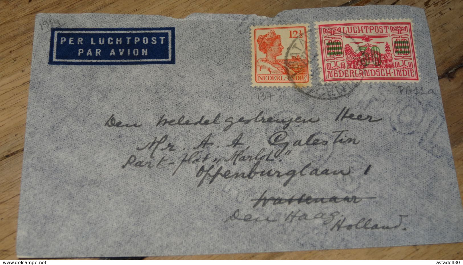 NEDERLANDISCH INDIE, Cover Luchtpost To Holland - 1934 ......... ..... 240424 ....... CL5-6 - Netherlands Indies