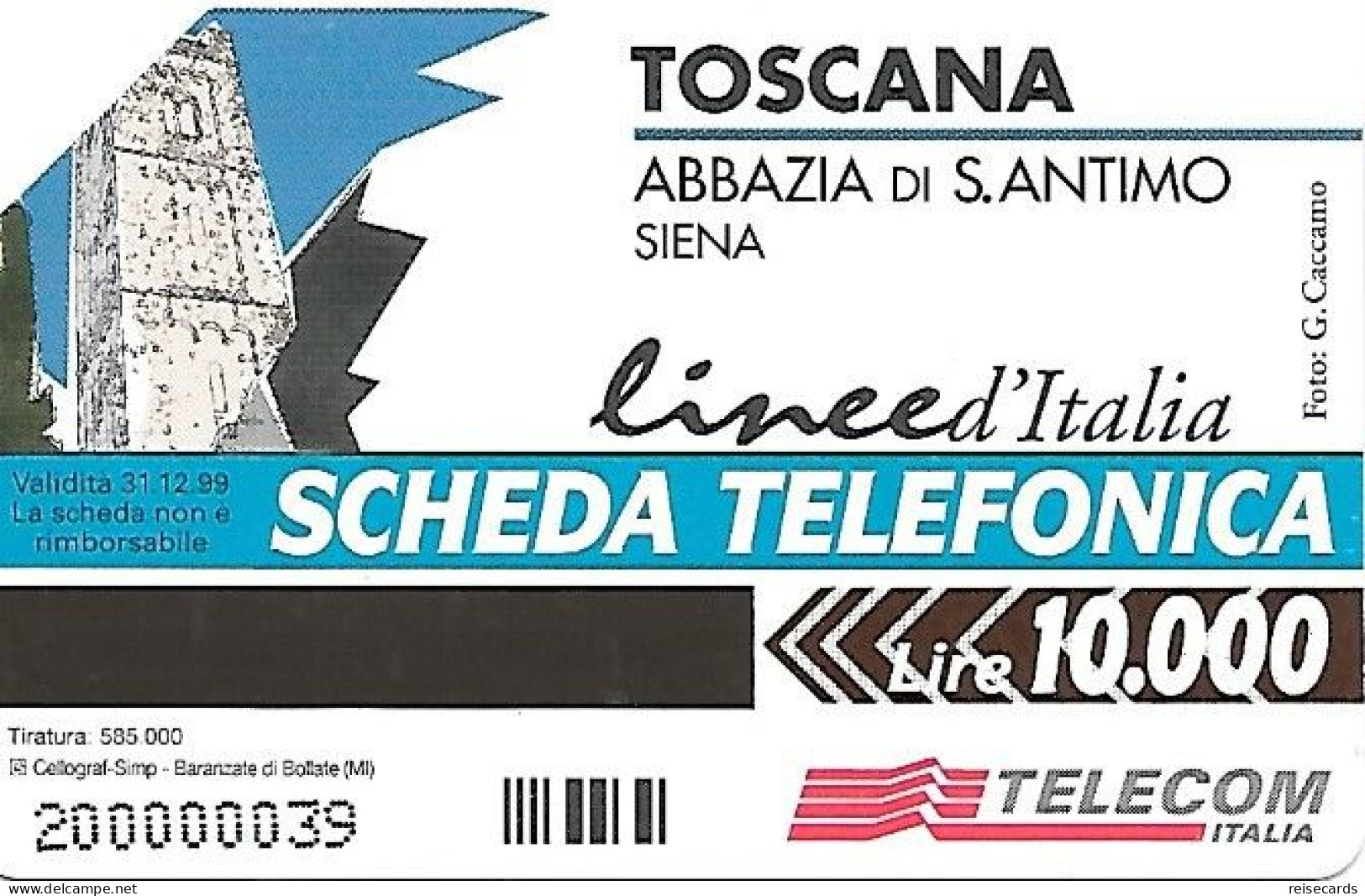 Italy: Telecom Italia - Toscana, Abbazia Di Santimo, Siena - Öff. Werbe-TK