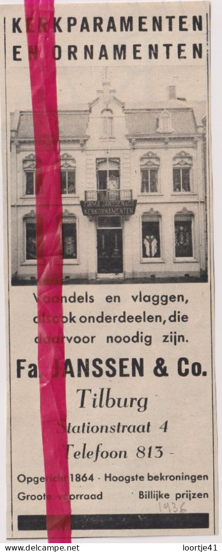 Pub Reclame - Kerkornamenten Fa Janssen & Co , Tilburg - Orig. Knipsel Coupure Tijdschrift Magazine - 1936 - Non Classés