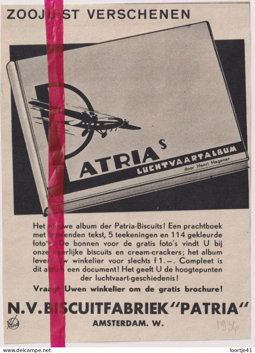 Pub Reclame - Album NV Biscuitfabriek Patria, Amsterdam - Orig. Knipsel Coupure Tijdschrift Magazine - 1936 - Non Classés