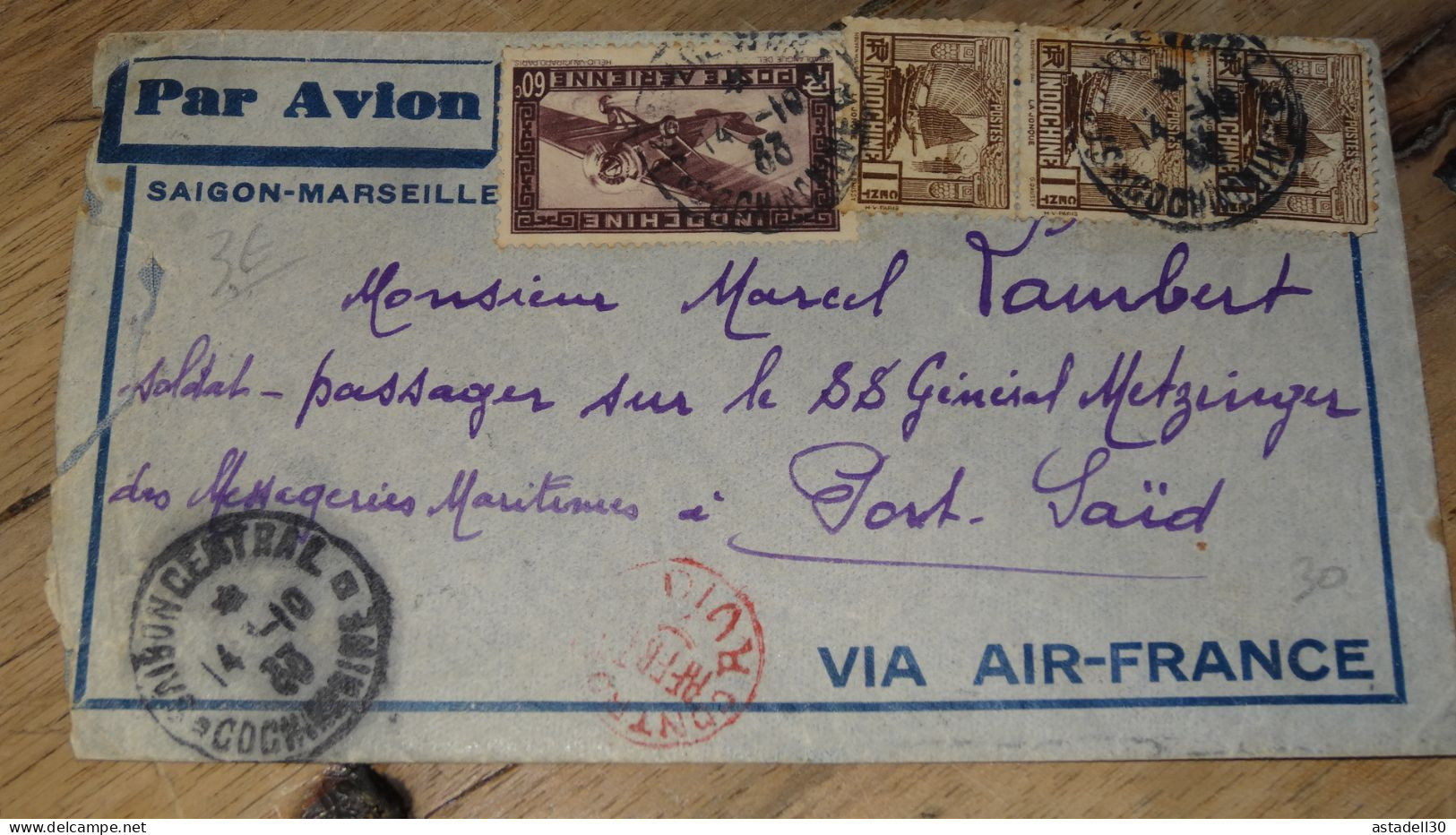 Enveloppe INDOCHINE, Air France, Saigon Pour Egypt Via Baghdad - 1933 ......... ..... 240424 ....... CL5-10 - Covers & Documents
