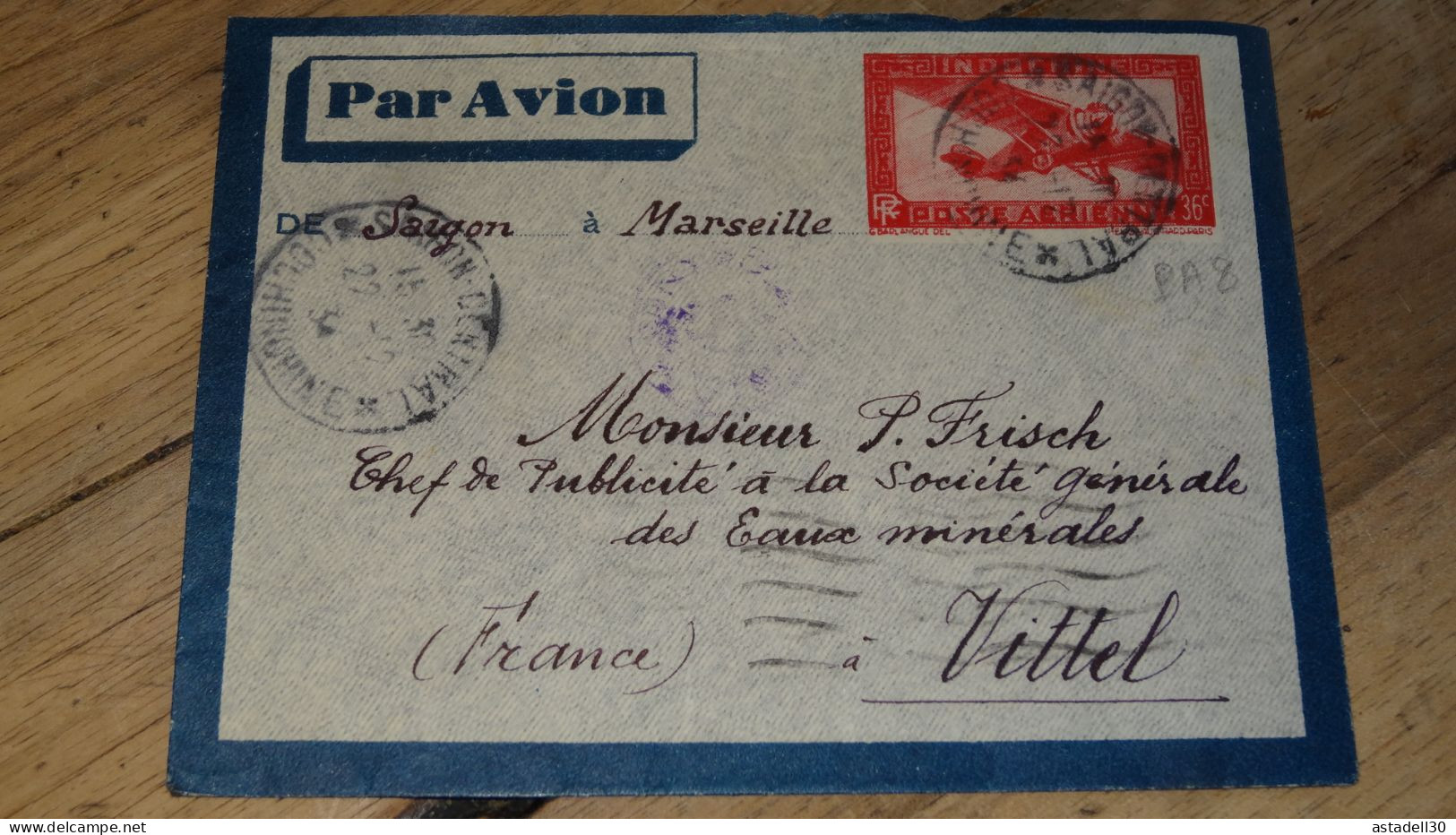 Enveloppe Entier Postal INDOCHINE, Par Avion, Saigon 1934 ......... ..... 240424 ....... CL6-3 - Covers & Documents