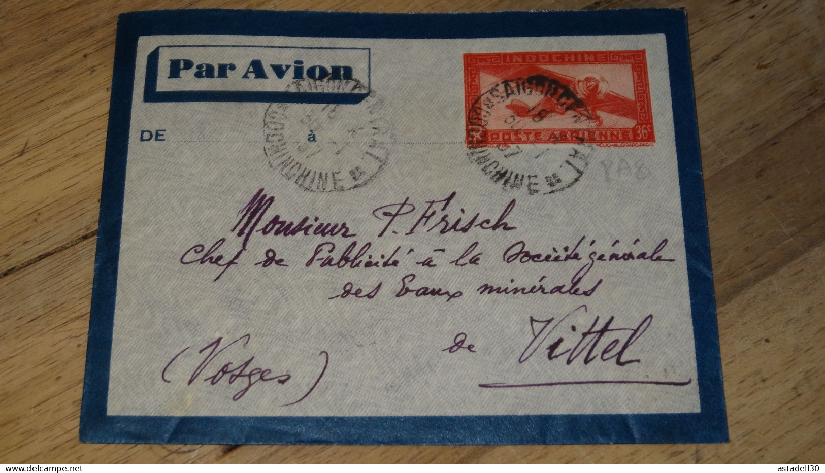 Enveloppe Entier Postal INDOCHINE, Par Avion, Saigon 1937 ......... ..... 240424 ....... CL6-3a - Lettres & Documents