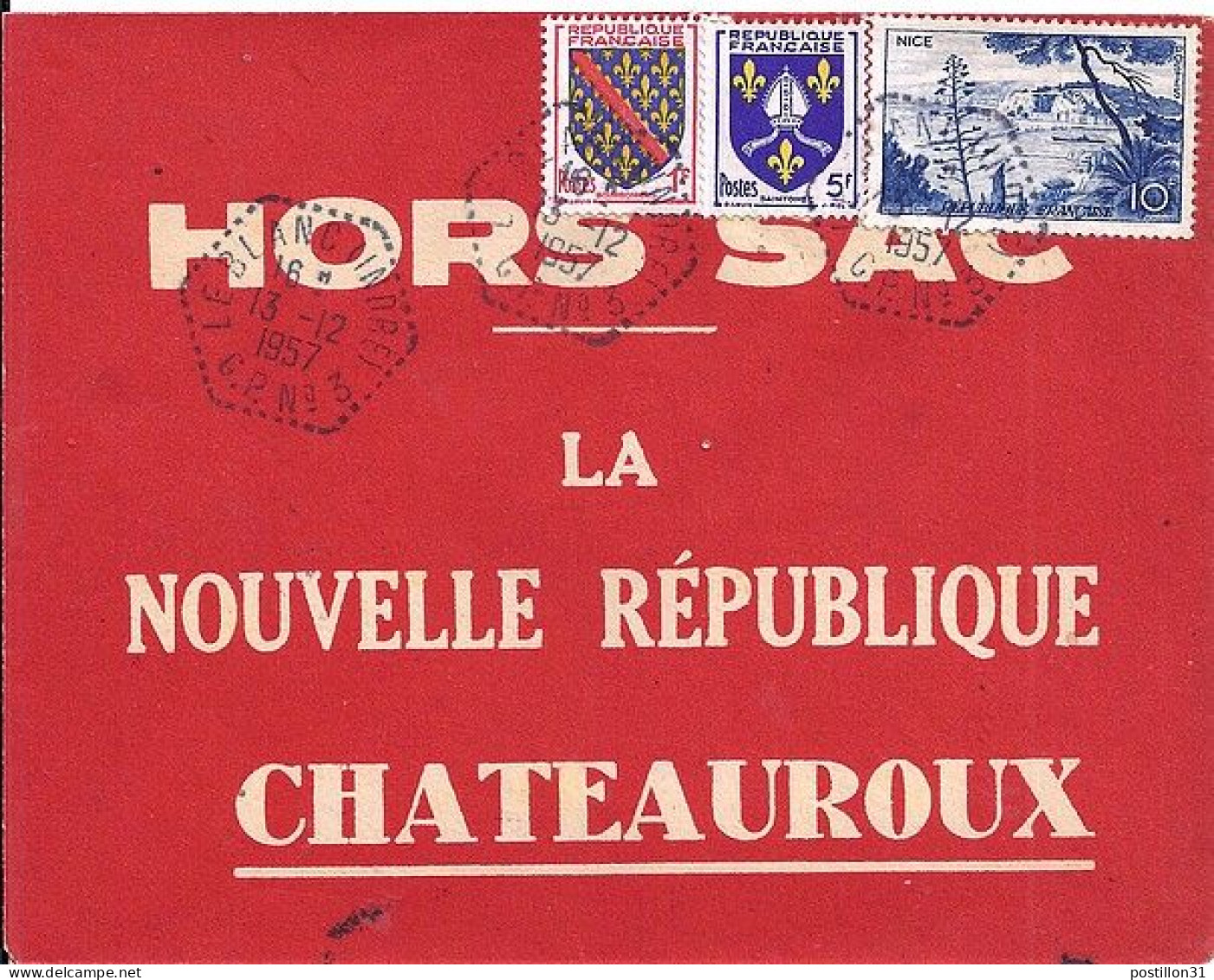 FRANCE N° 1038/1002/1005 S/L. HORS SAC DE LE BLANC/1957 - Covers & Documents