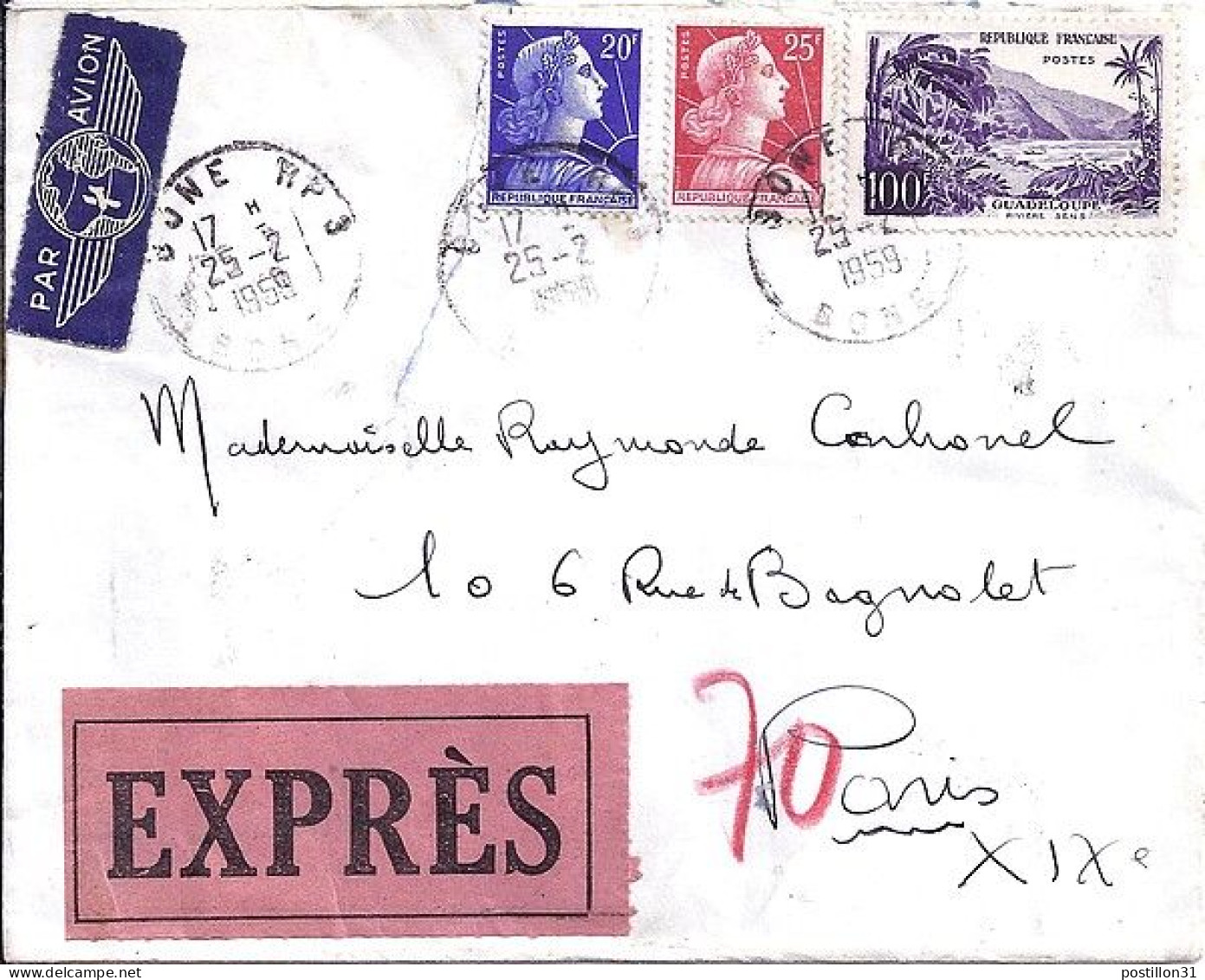 FRANCE N° 1194/1011B/1011C S/L. EXPRES DE BONE/ALGERIE/25.2.59 - Covers & Documents