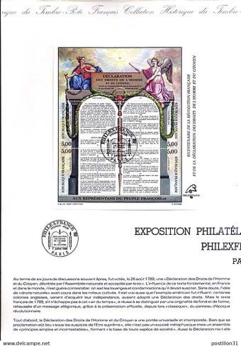 FRANCE N°  2596-2599 BLOC S/FEUILLET LUXE DE PHILEXFRANCE PARIS/7.7.89 - Briefe U. Dokumente