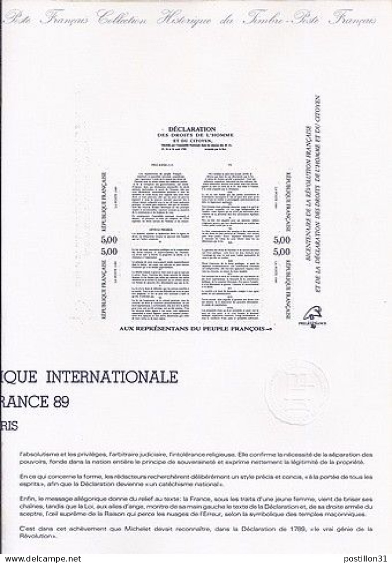 FRANCE N°  2596-2599 BLOC S/FEUILLET LUXE DE PHILEXFRANCE PARIS/7.7.89 - Lettres & Documents