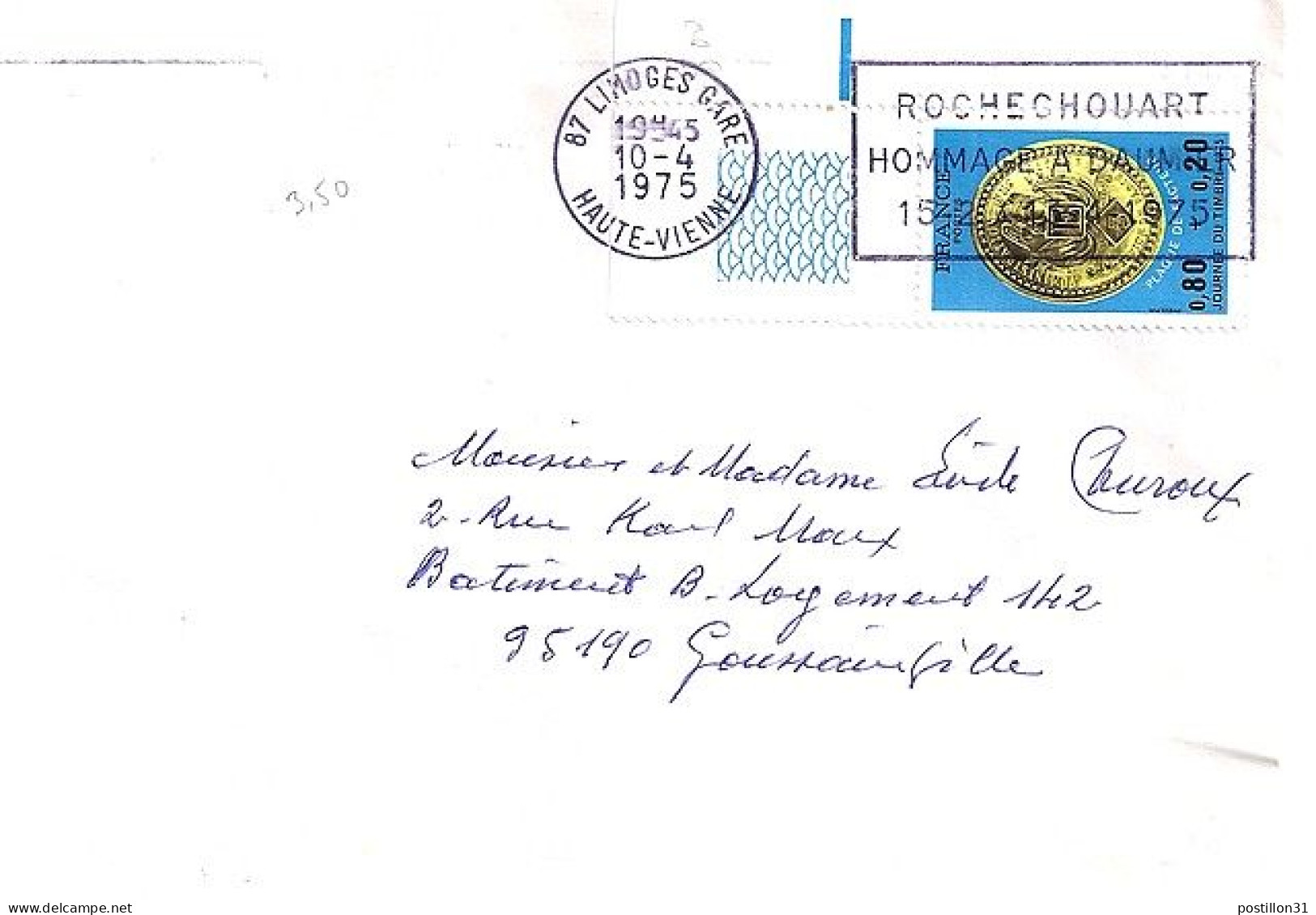 FRANCE N°  1838 S/L DE LIMOGES/10.4.75  - Briefe U. Dokumente