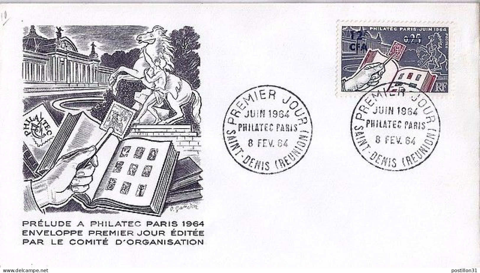 FRANCE N°  (1403) REUNION N° 359 S/L. 1° JOUR DE ST DENIS/8.2.64 - Covers & Documents