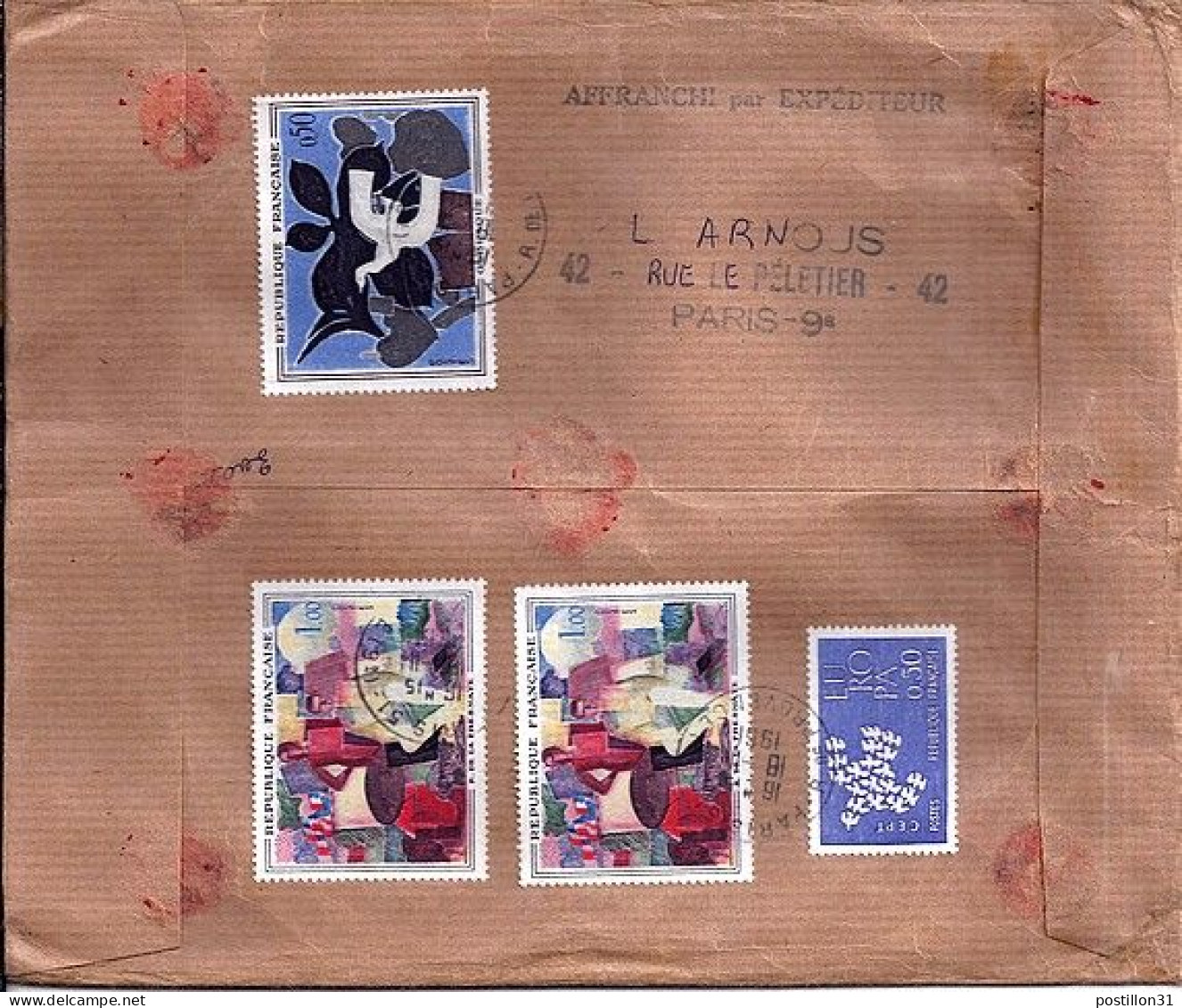 FRANCE N°  1319/1322x2/1310 S/LREC. CHARGEE DE PARIS 51/18.11.61 - Covers & Documents