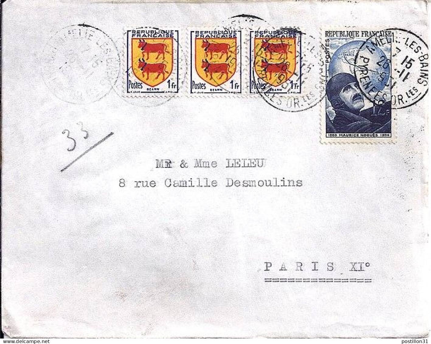 FRANCE N°  907/901x3 S/L DE AMELIE LES BAINS/26.11.51 - Storia Postale