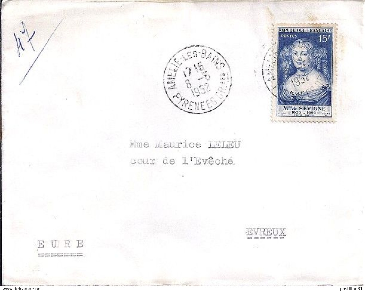 FRANCE N°  874 S/L DE AMELIE LES BAINS/8.5.52  - Storia Postale