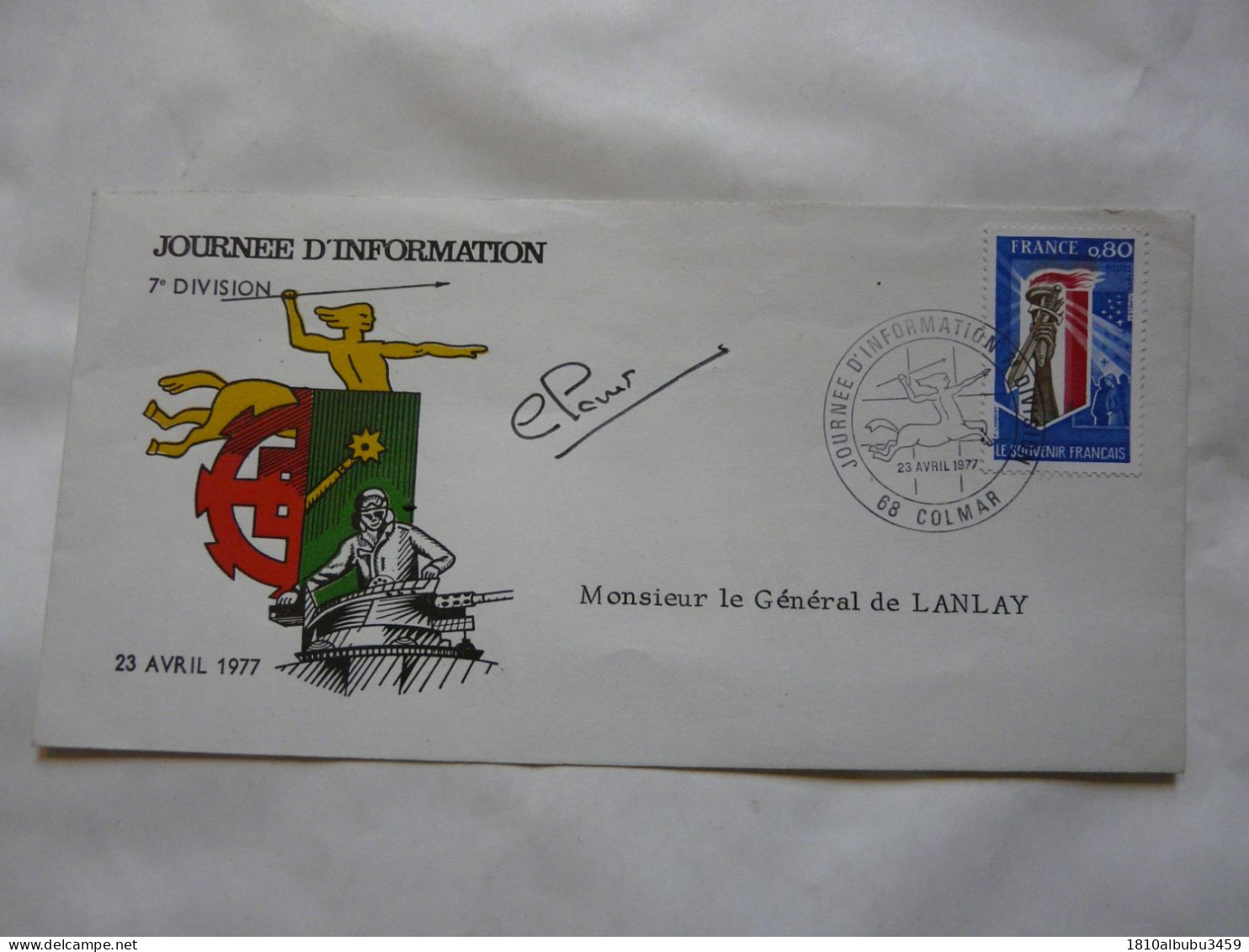 JOURNEE D'INFORMATION 7e DIVISION - Monsieur Le Général De LANLAY 1977 - Día Del Sello