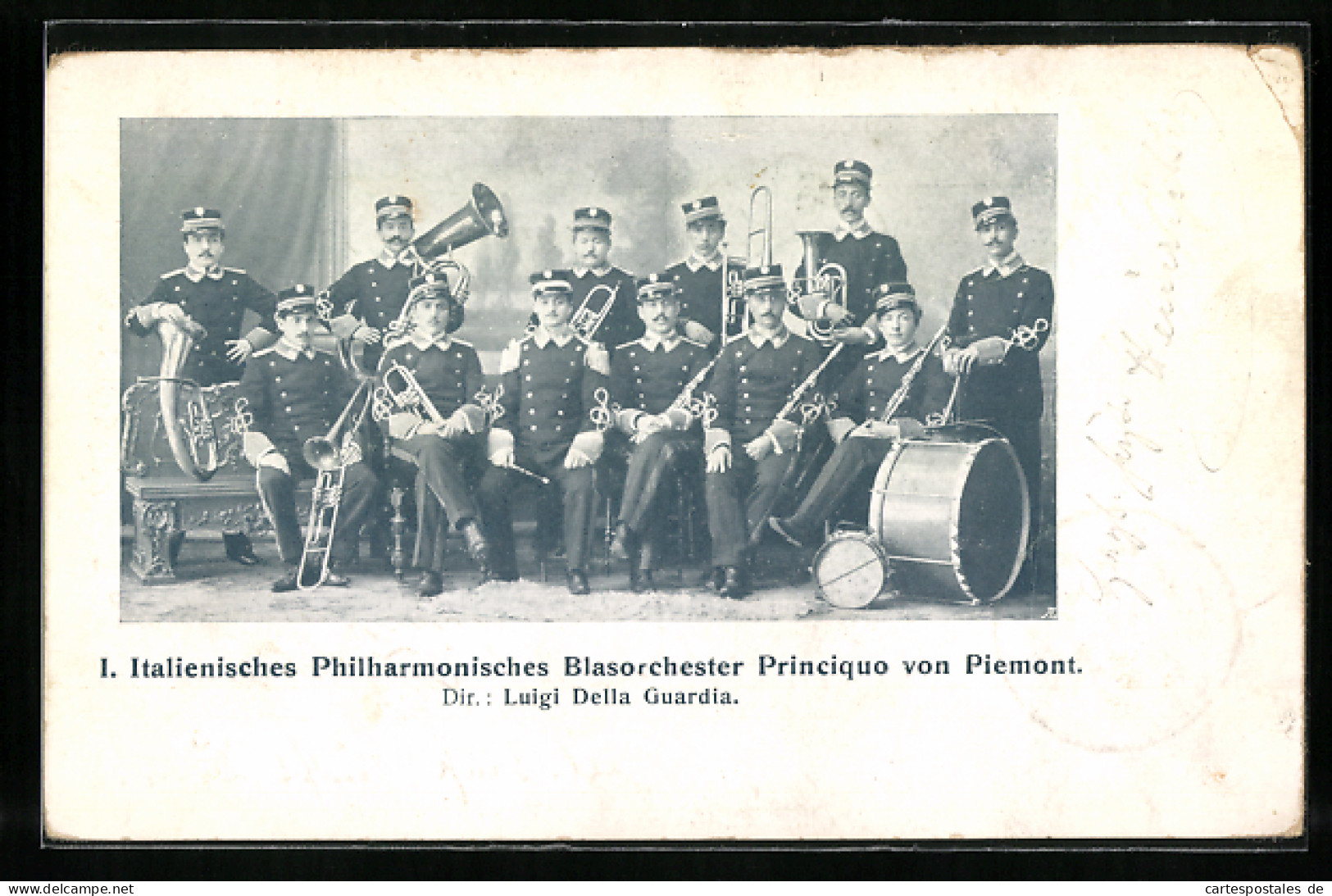 AK Musiker Des 1. Italienischen Philharmonischen Blasorchester Princiquo Von Piemont Mit Trompeten, Trommel, Tuba  - Music And Musicians