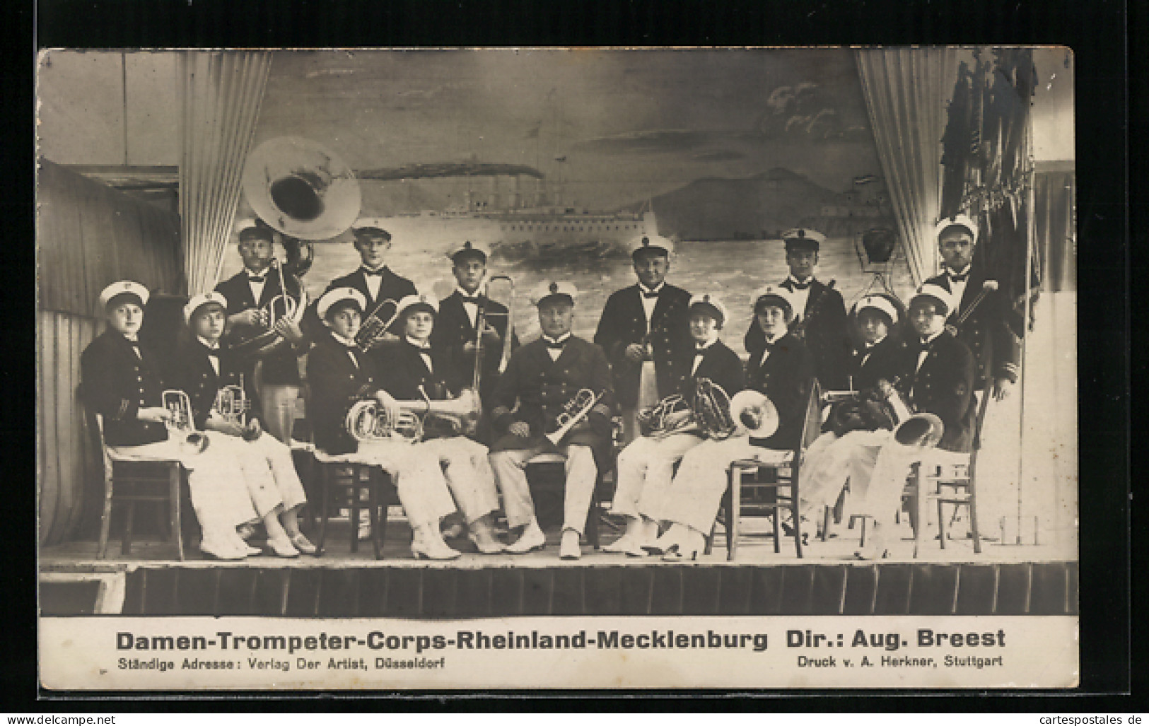 AK Damen-Trompeter-Corps-Rheinland-Mecklenburg, Kapelle Mit Instrumenten  - Music And Musicians