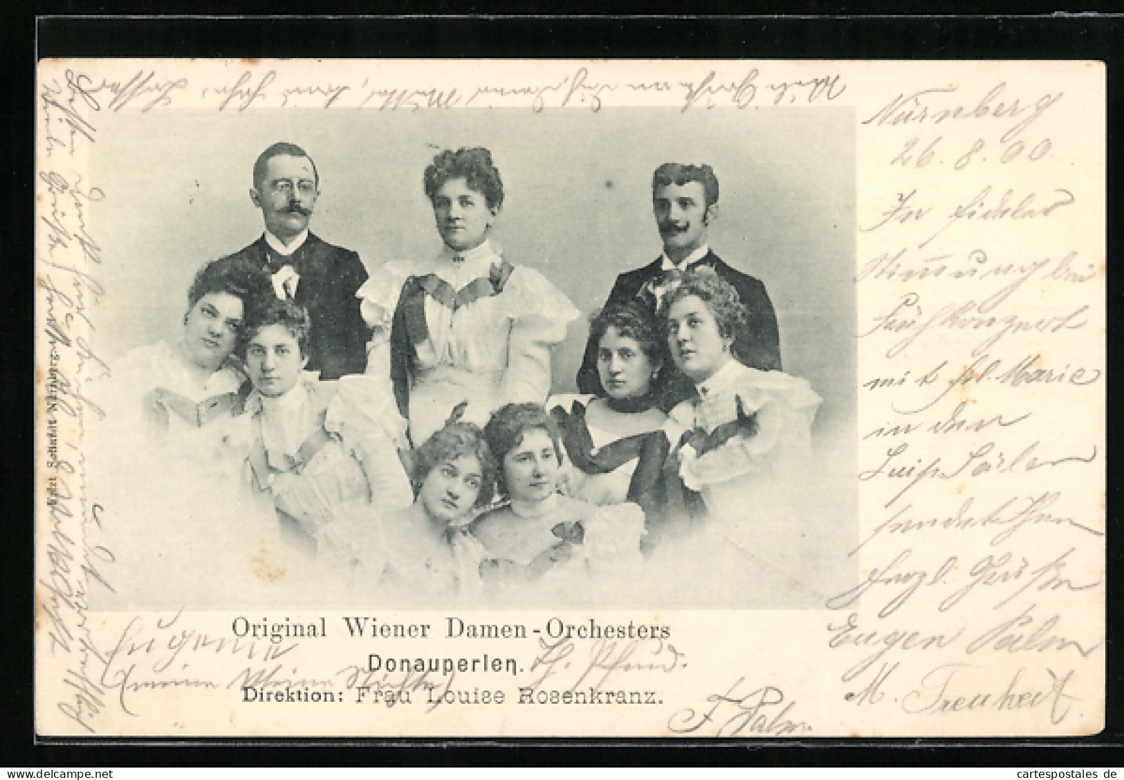 AK Original Wiener Damen-Orchester Donauperlen, Dir. Louise Rosenkranz  - Music And Musicians