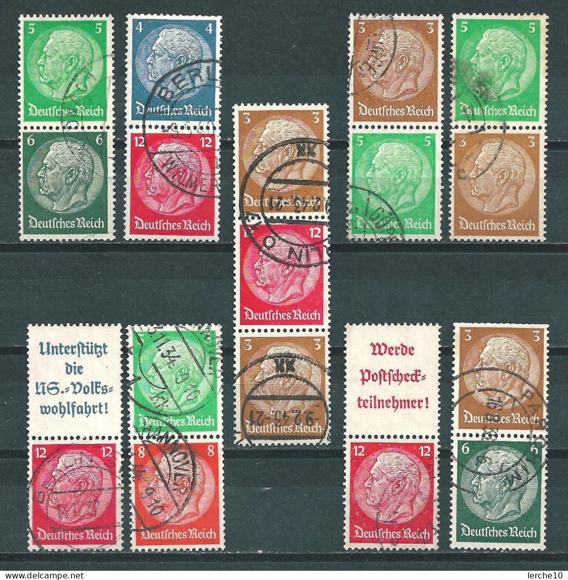 Zusammendrucke Hindenburg   (0393) - Used Stamps