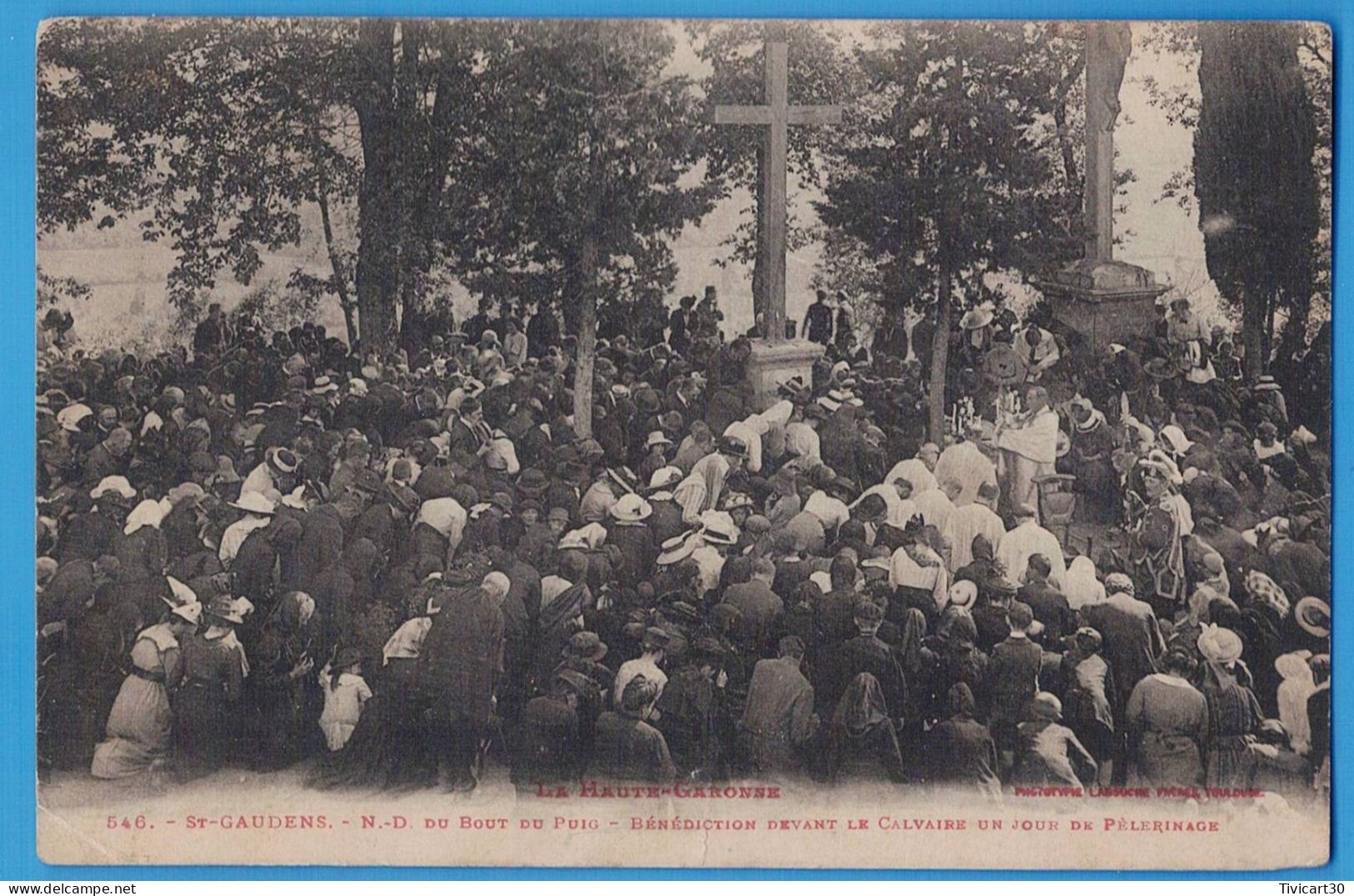 CPA HAUTE-GARONNE (31) - SAINT-GAUDENS - N.-D. DU BOUT DU PUIG - BENEDICTION DEVANT LE CALVAIRE - Saint Gaudens