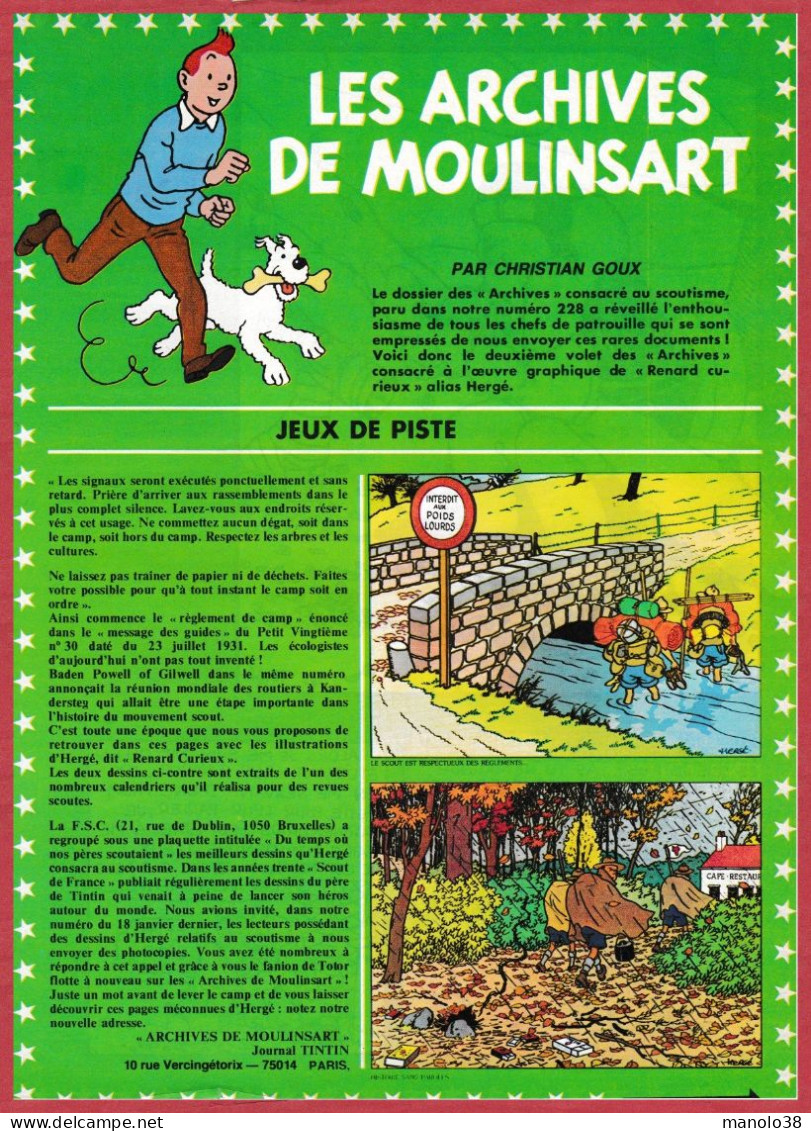 Hergé Et Le Scoutisme. Scout. Les Archives De Moulinsart. 1980. - Historische Documenten
