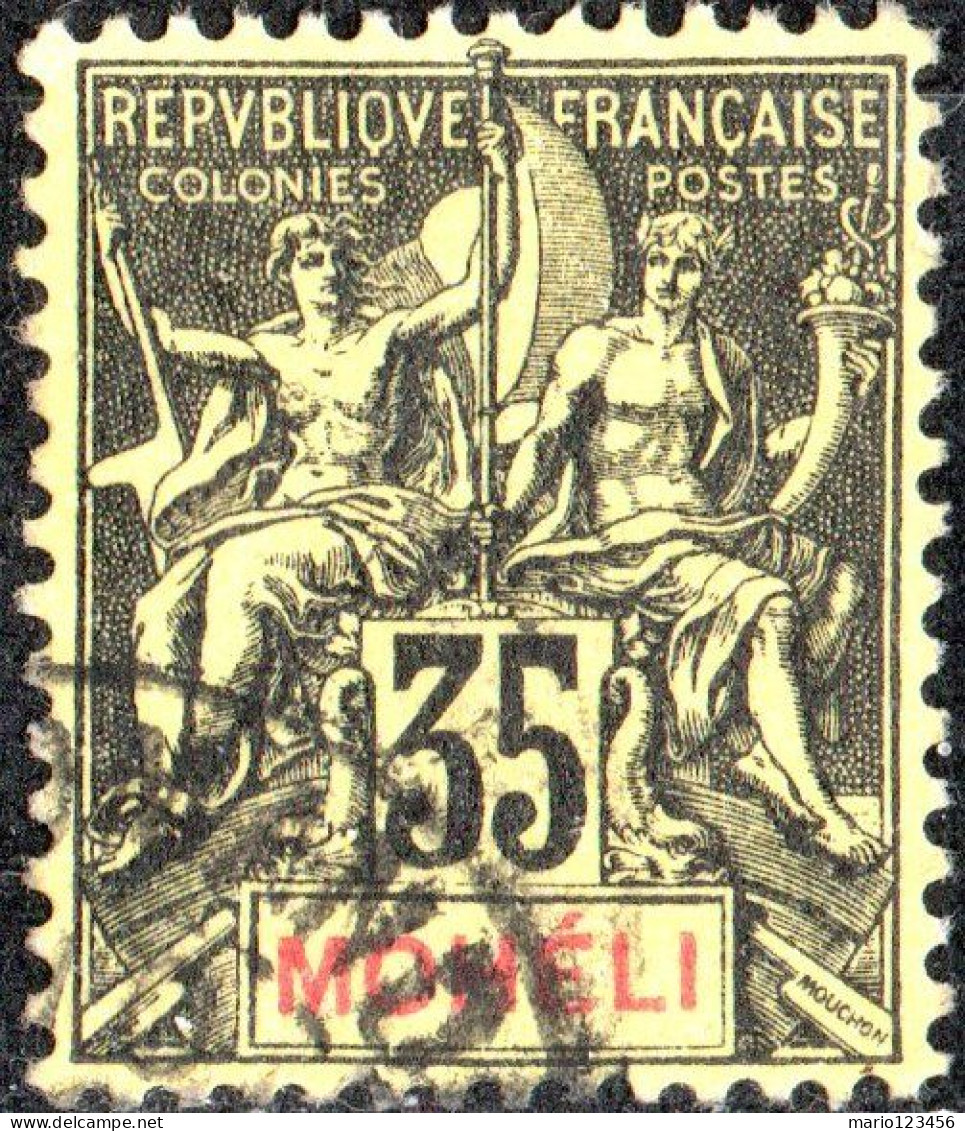 MOHELI, TIPO “GROUPE”, 1906, USATI Mi:FR-MO 9, Scott:FR-MO 9, Yt:FR-MO 9 - Gebruikt